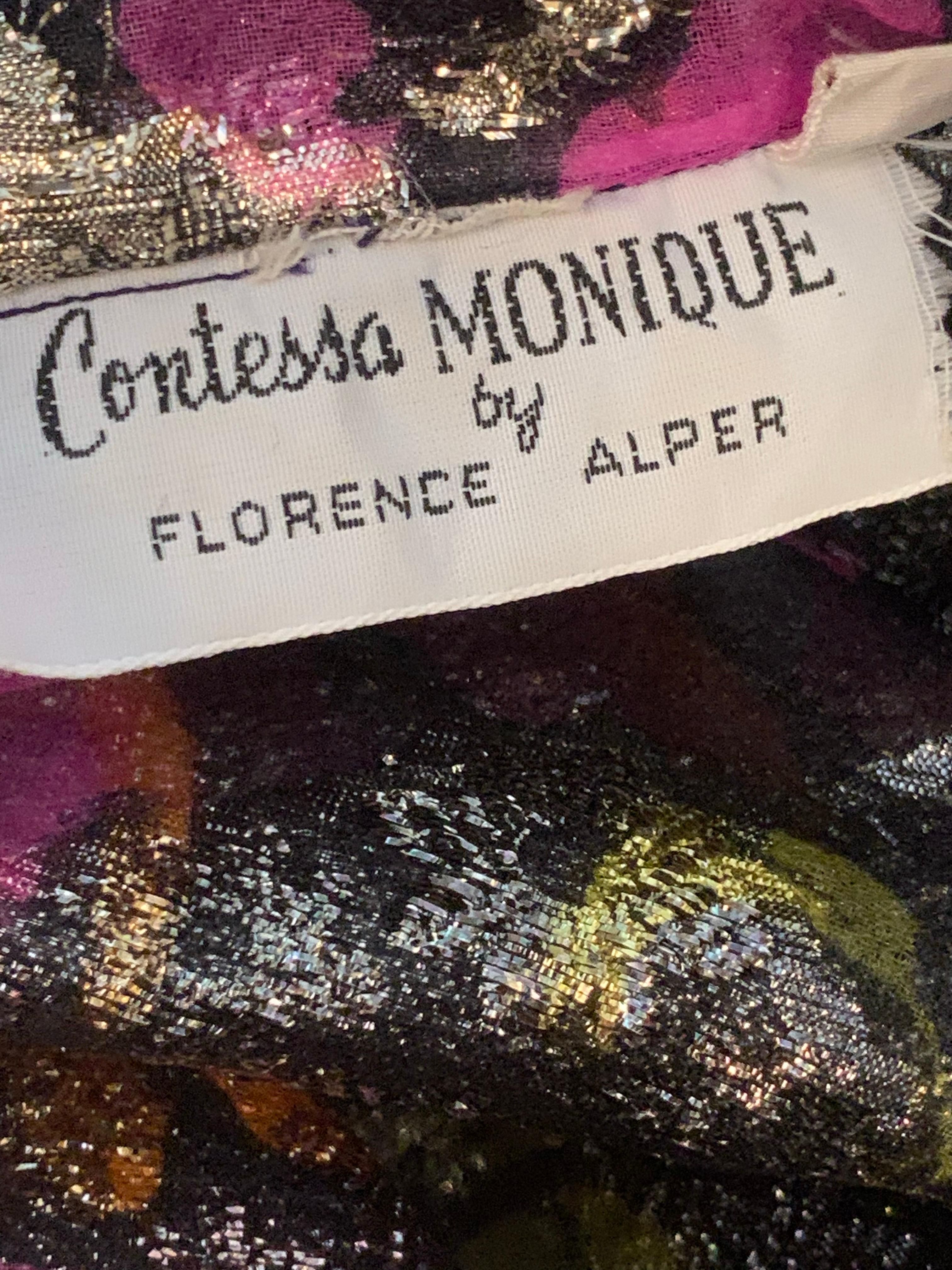 1970s Contessa Monique Sheer Eyelash Textured Gold Lame Organza Blouse For Sale 5