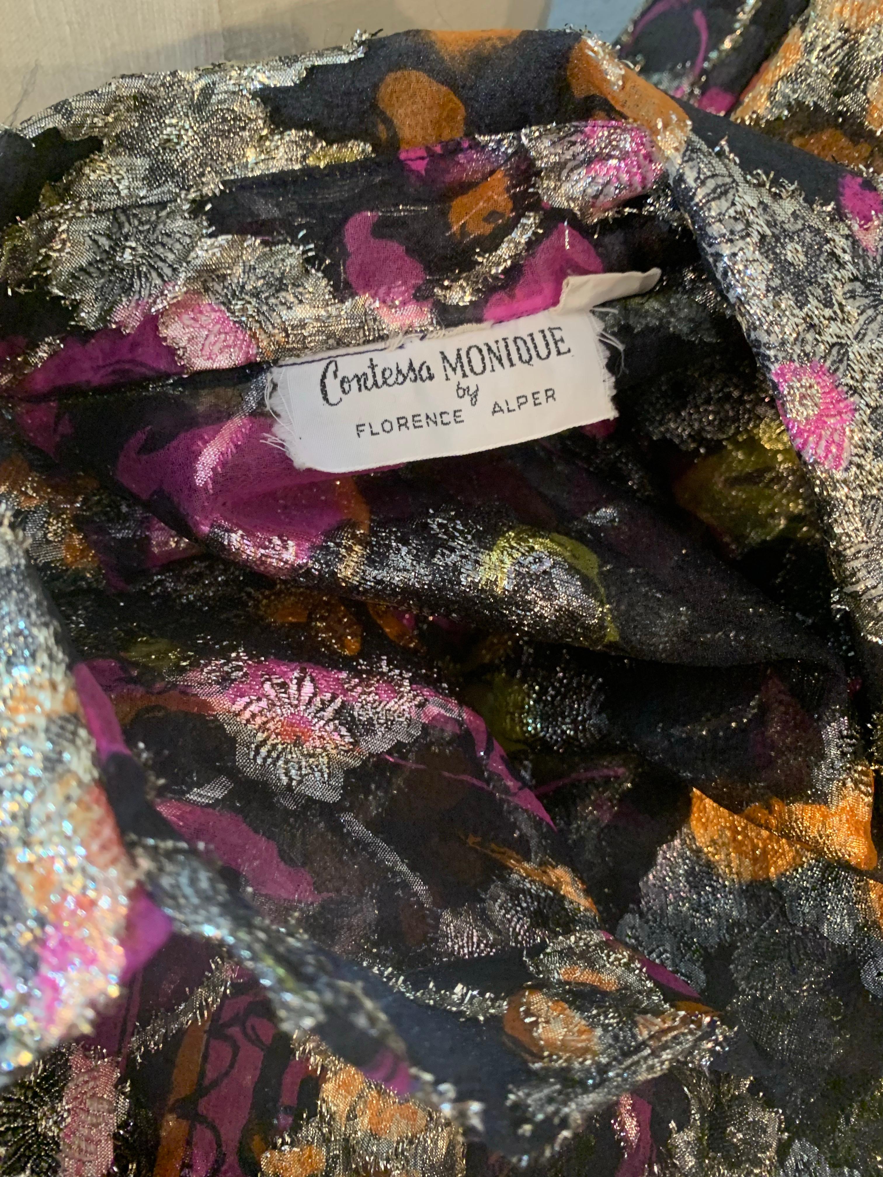 1970s Contessa Monique Sheer Eyelash Textured Gold Lame Organza Blouse For Sale 9