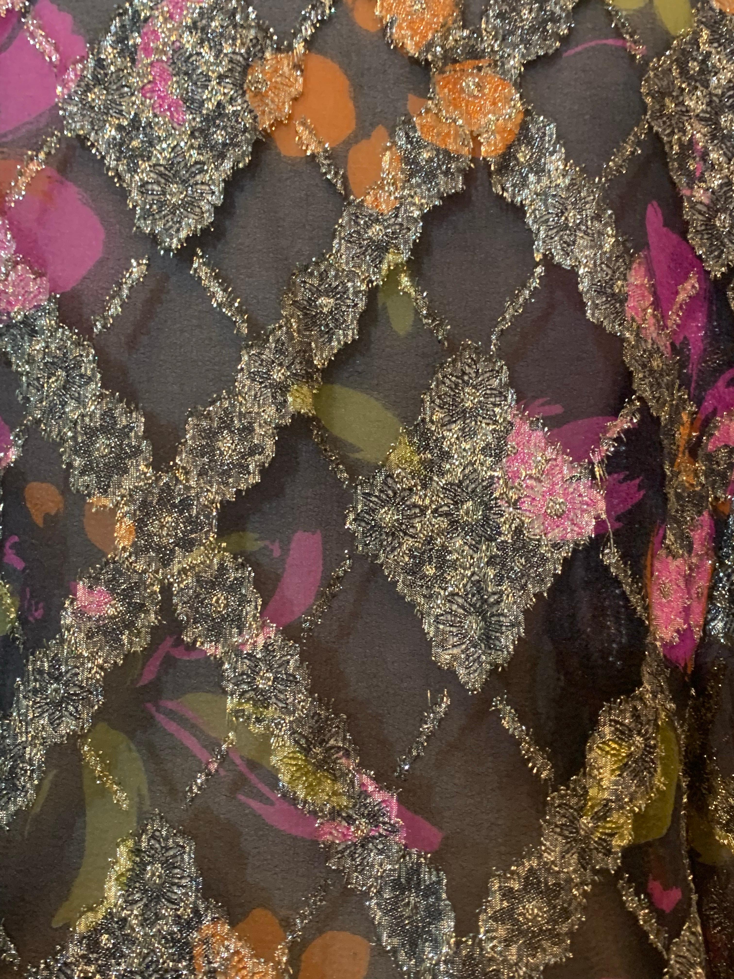 Women's 1970s Contessa Monique Sheer Eyelash Textured Gold Lame Organza Blouse For Sale