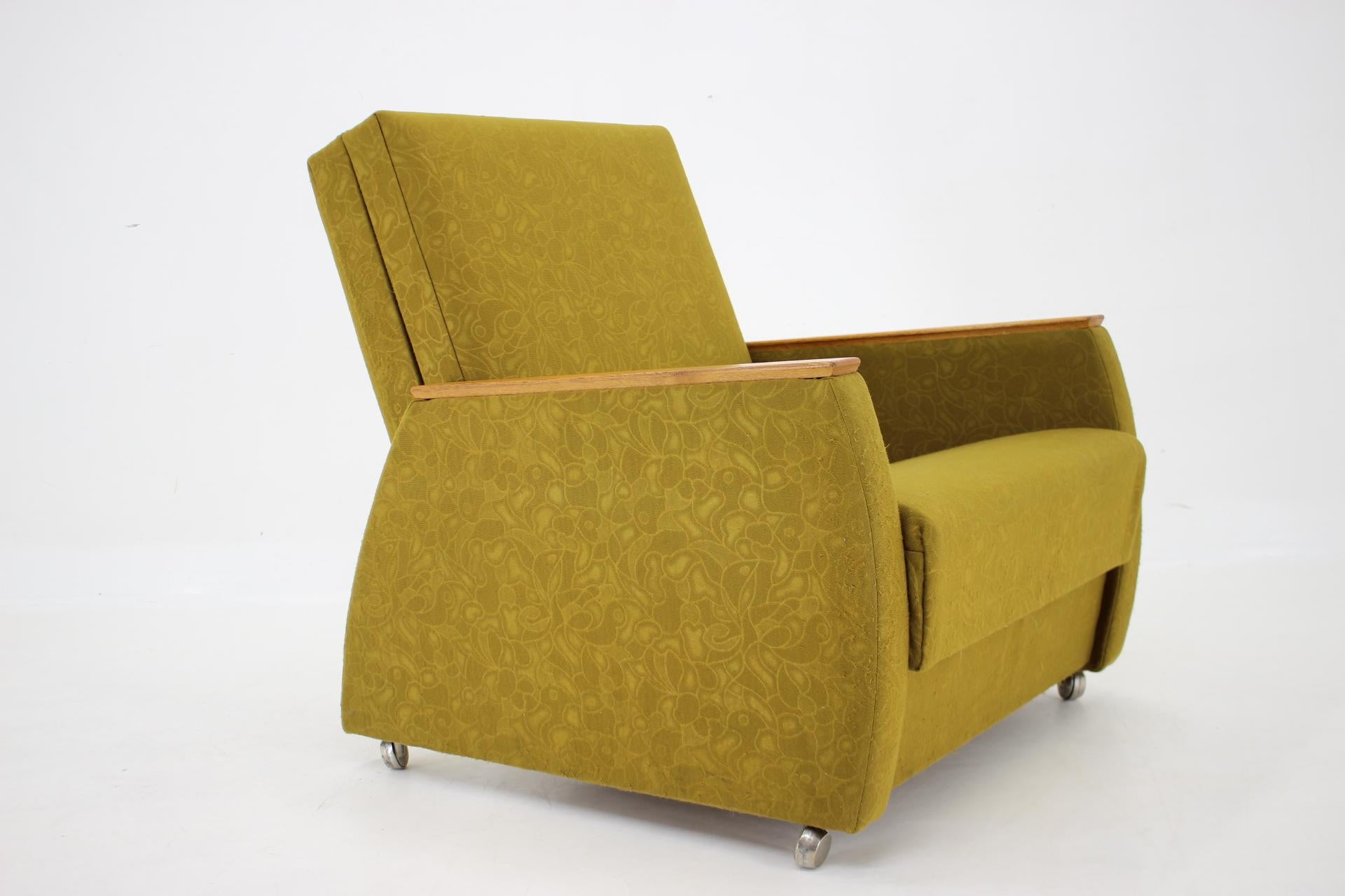 Mid-Century Modern 1970s Convertible Armchair, Czechoslovakia 2 Items Available For Sale