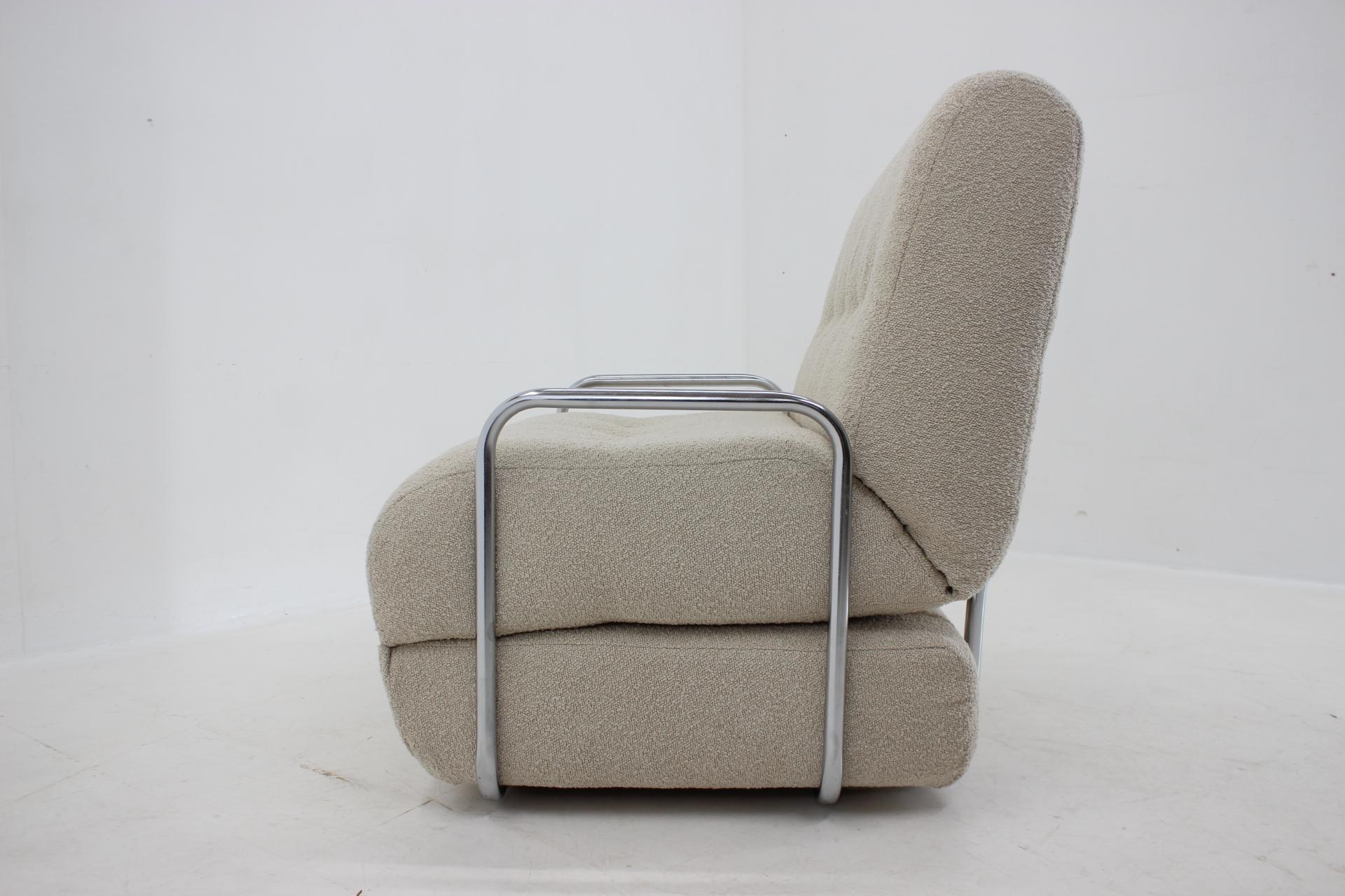 1970s Convertible Chrome Armchair in Bouclé, Czechoslovakia 3