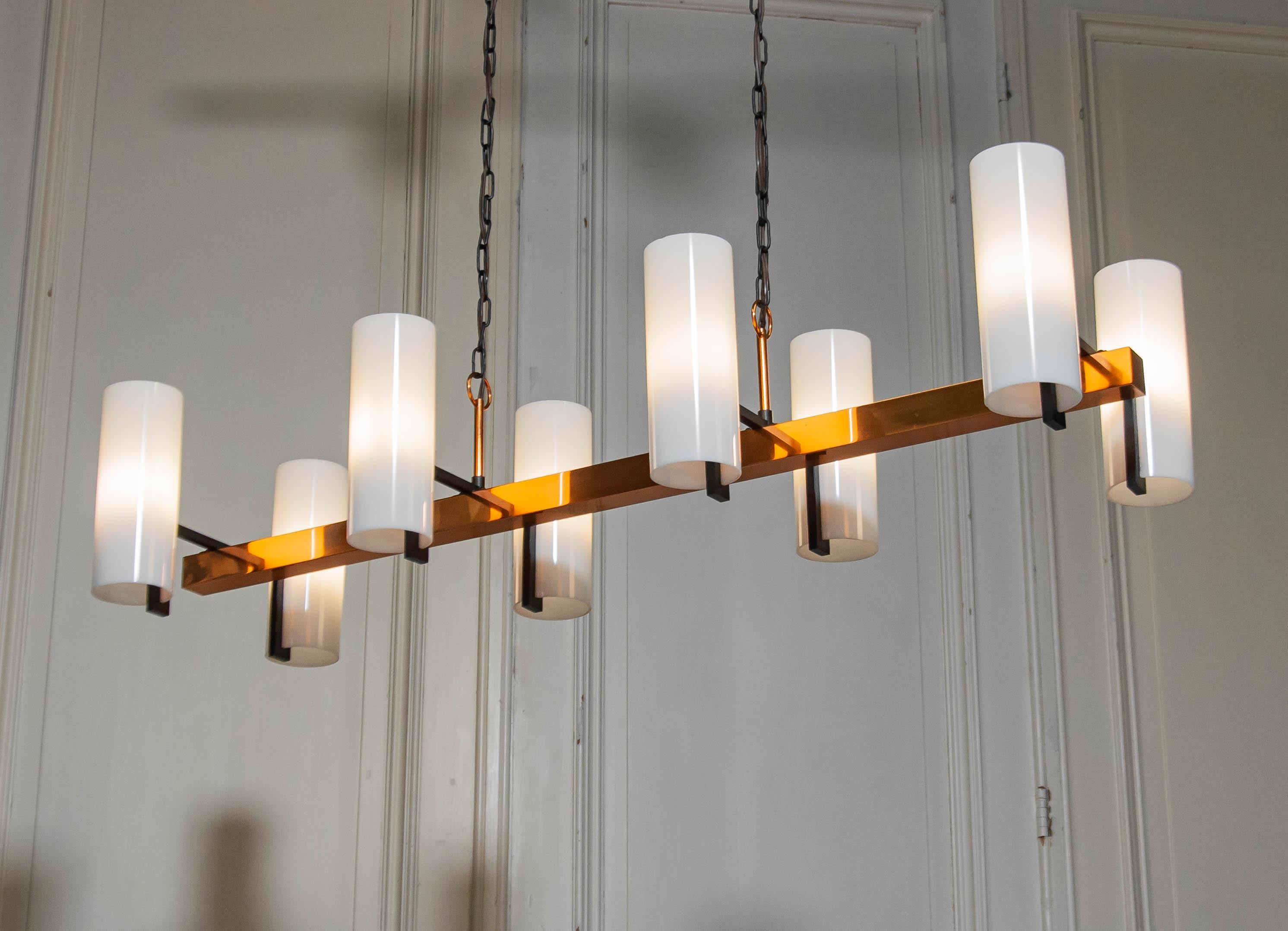 1970s Copper Chandelier attributed to Jo Hammerborg for Fog & Mørup , Denmark In Good Condition For Sale In Silvolde, Gelderland