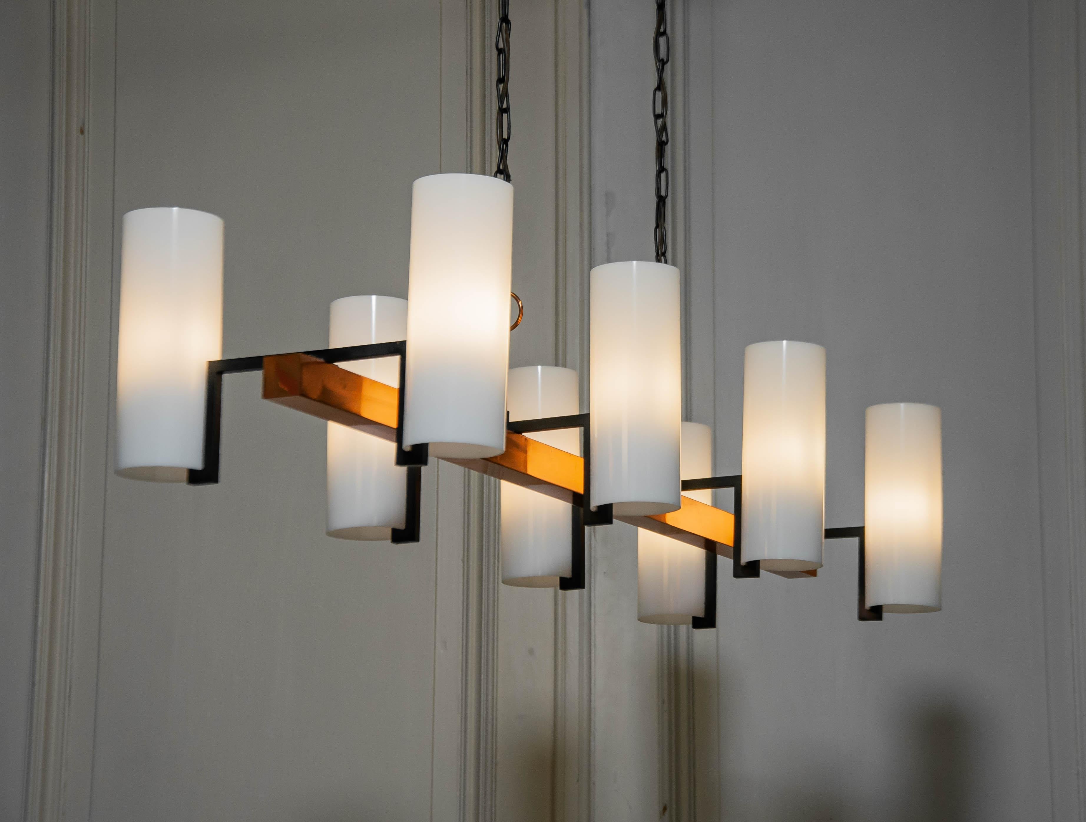 Late 20th Century 1970s Copper Chandelier attributed to Jo Hammerborg for Fog & Mørup , Denmark For Sale