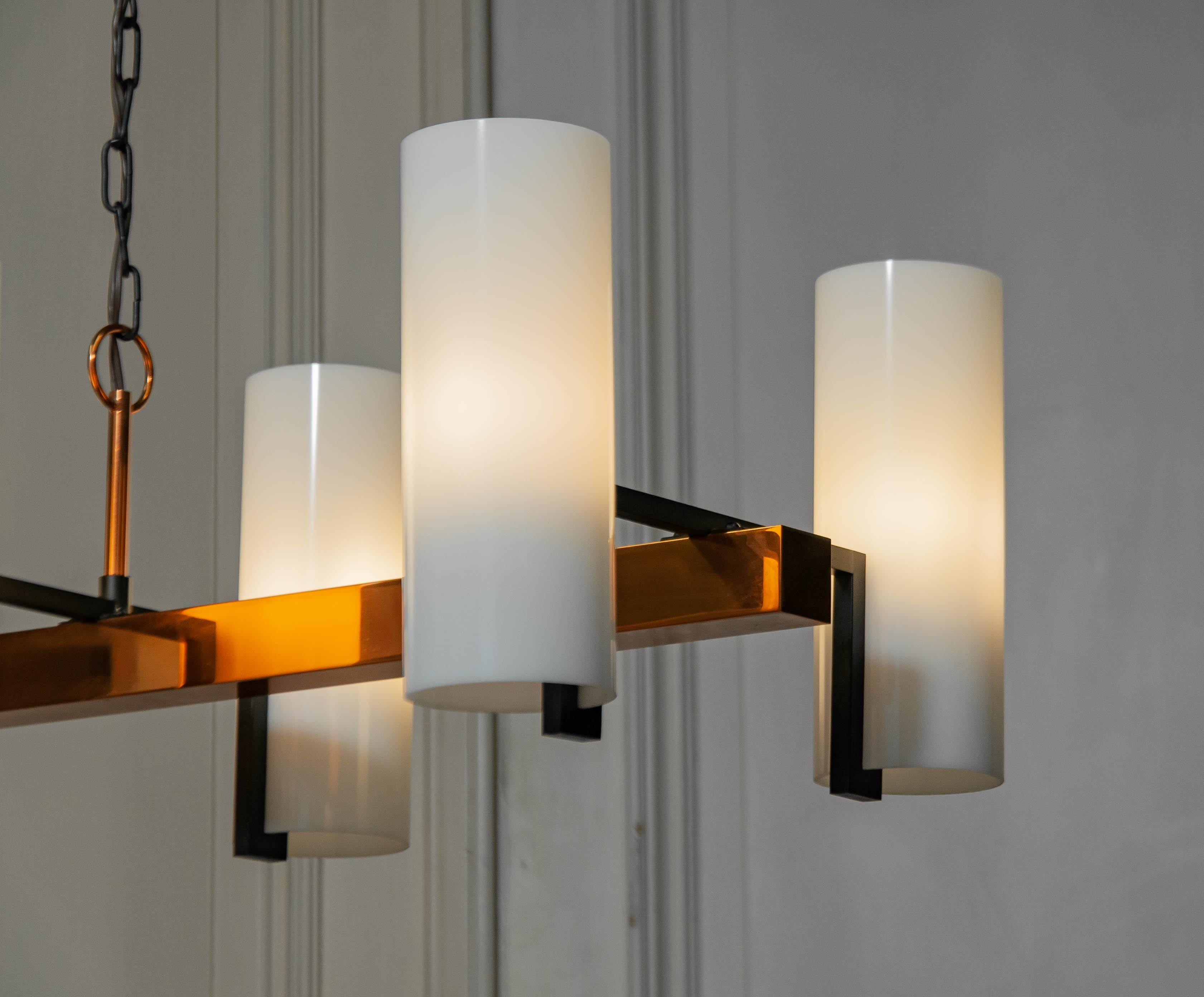 1970s Copper Chandelier attributed to Jo Hammerborg for Fog & Mørup , Denmark For Sale 1