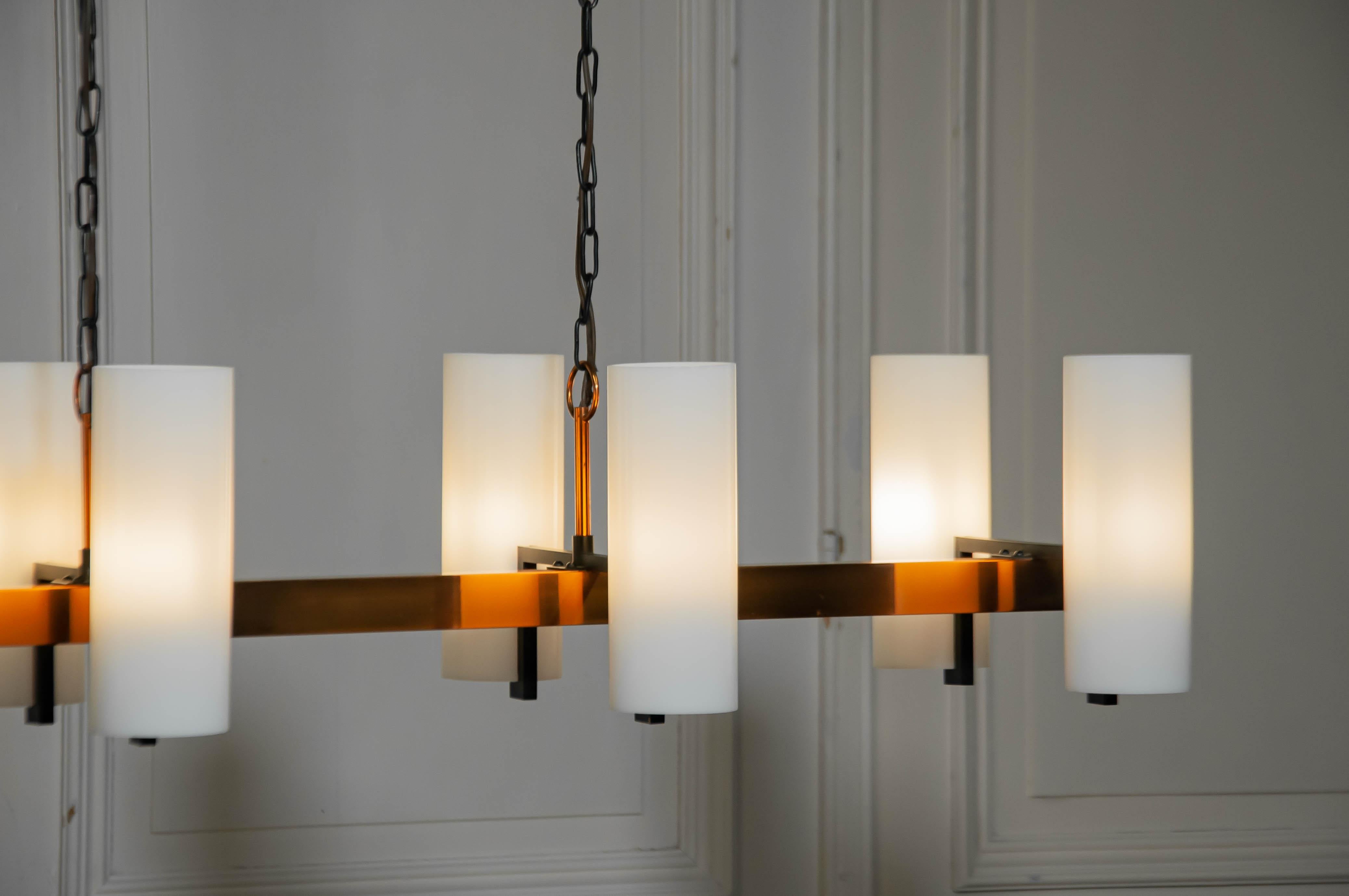 1970s Copper Chandelier attributed to Jo Hammerborg for Fog & Mørup , Denmark For Sale 2