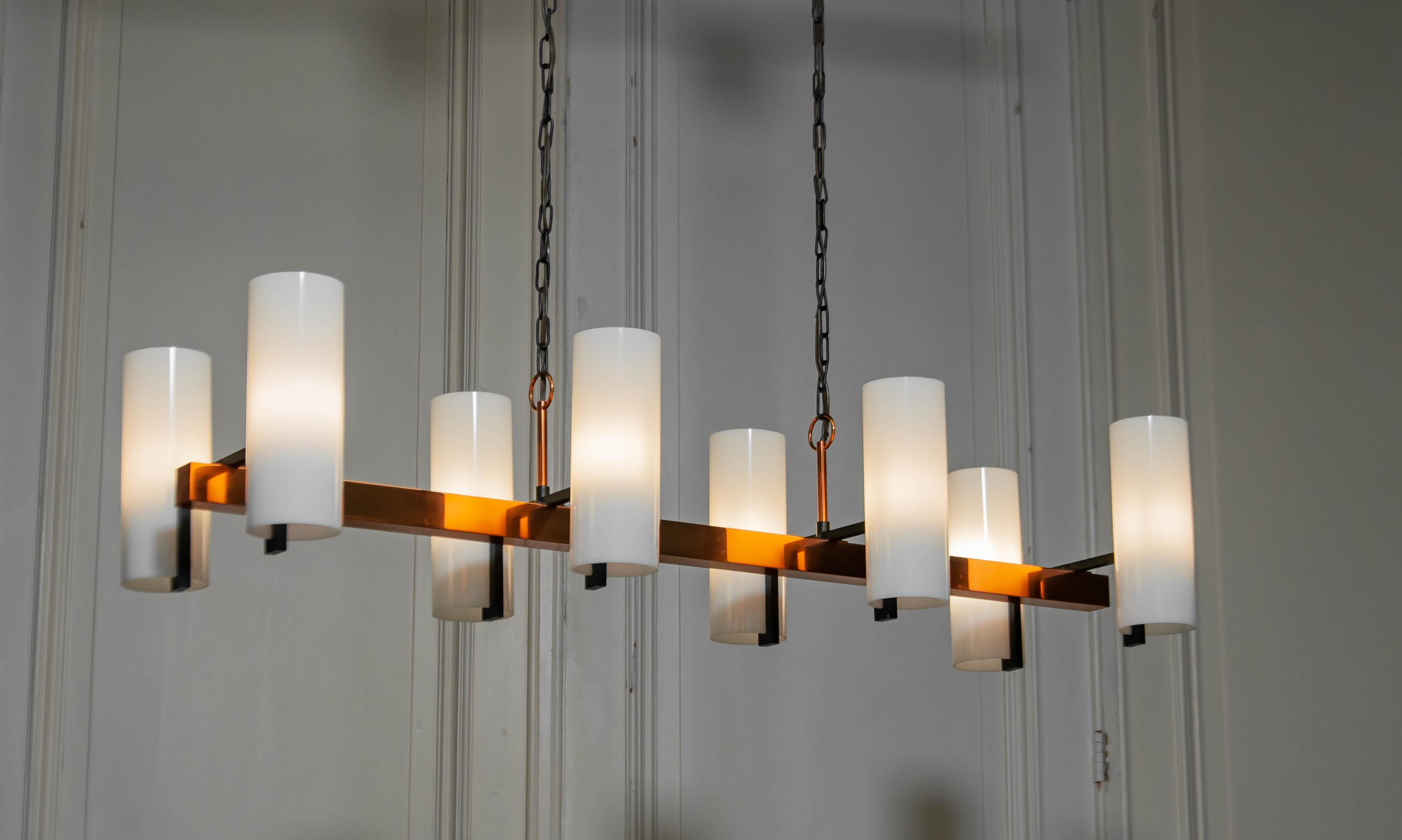 1970s Copper Chandelier attributed to Jo Hammerborg for Fog & Mørup , Denmark For Sale 4