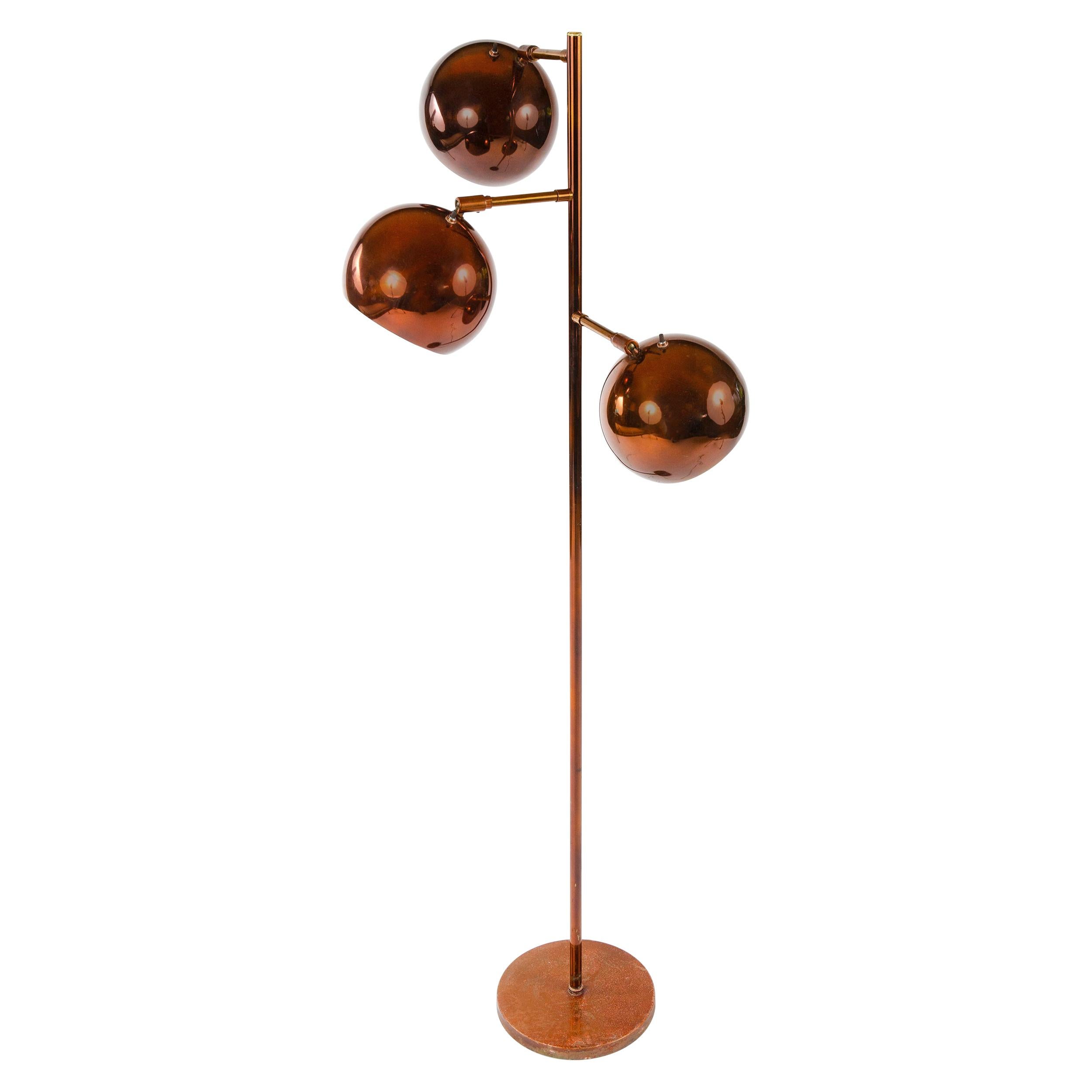 1970s Copper Floor Lamp by Koch & Lowy