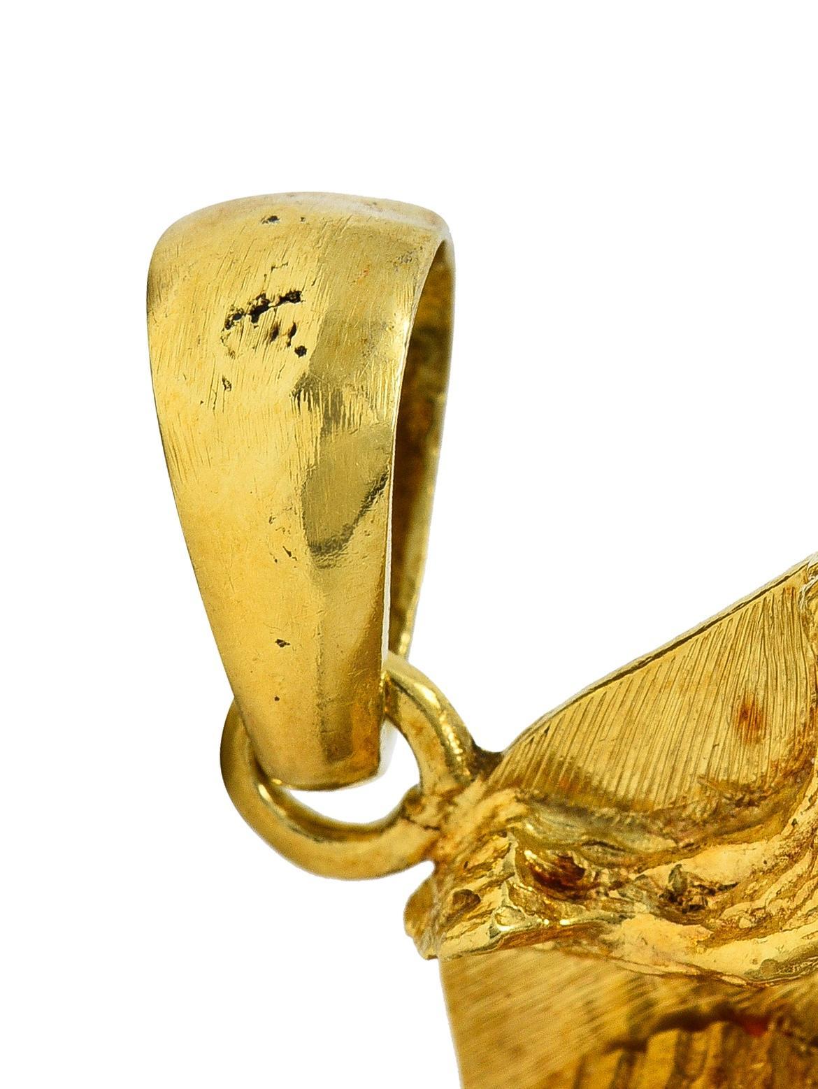 1970er Jahre Koralle Lapislazuli 18 Karat Gold Vintage Squiggle Medaillon Anhänger Damen im Angebot