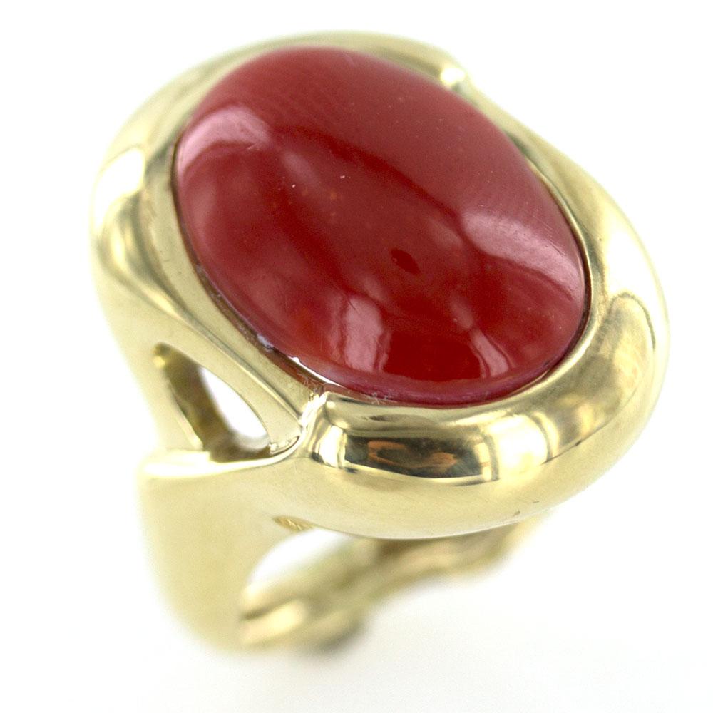 1970s Coral Yellow Gold Contemporary Ring 1