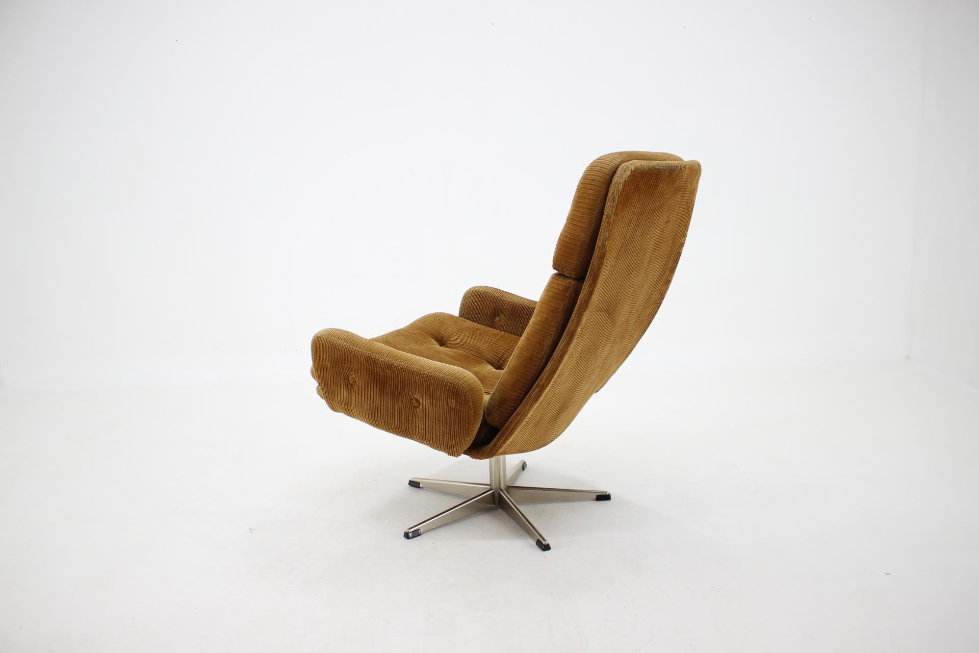 Danish 1970s Corduroy Swivel Chair, Denmark