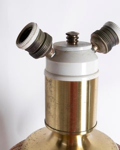 1970s Corrugated Glass Lamp in Reddish Colour