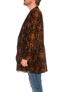 1970S CORTEFIEL Black & Gold Paisley Cotton Velvet Men's Blazer