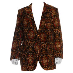 1970S Cortefiel Black & Gold Paisley Cotton Velvet Men's Blazer