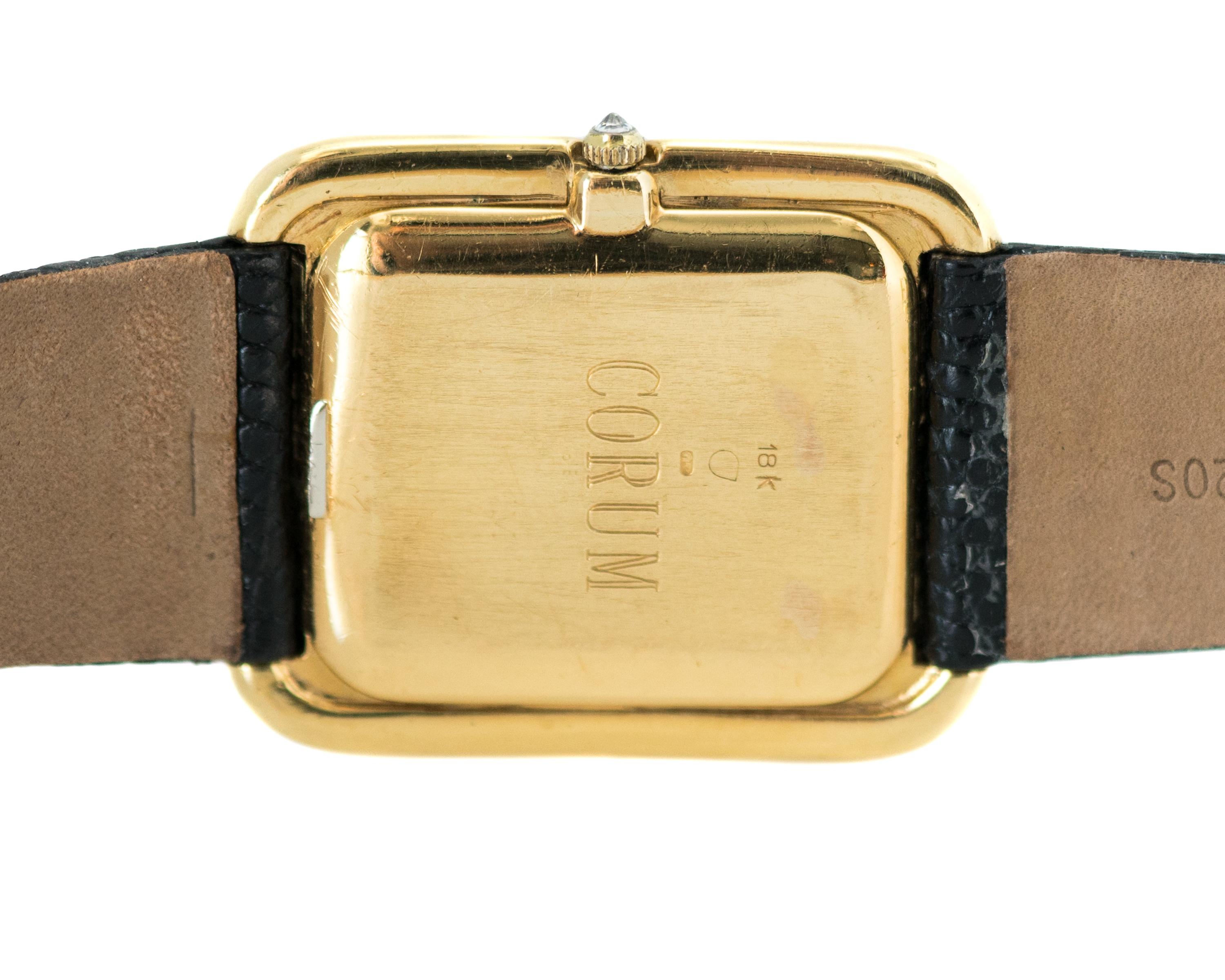 Contemporary 1970s Corum 2 Carat Total Diamond and 18 Karat Yellow Gold Wristwatch