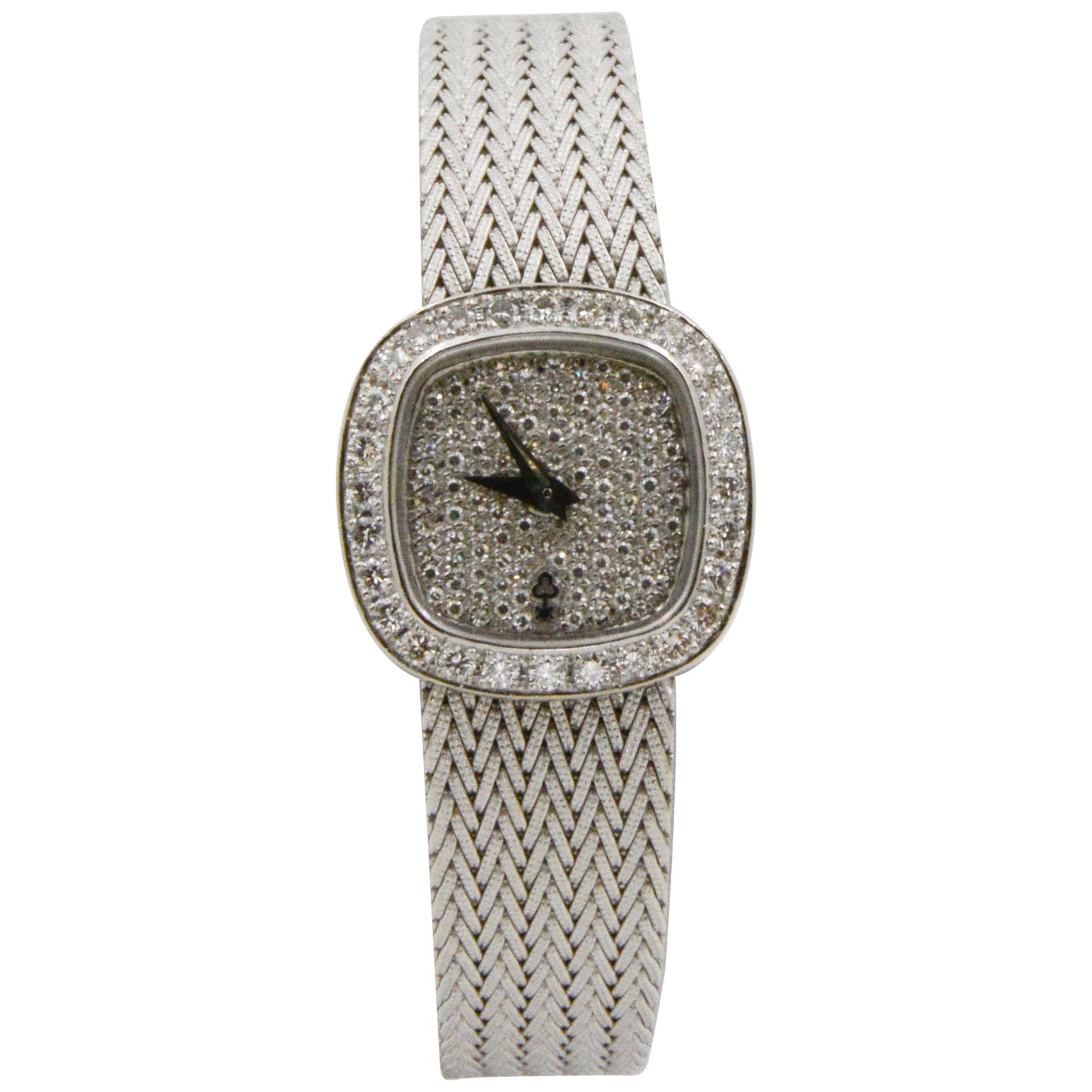 1970s Corum Diamond 18 Karat Gold Mesh Bracelet Ladies Watch