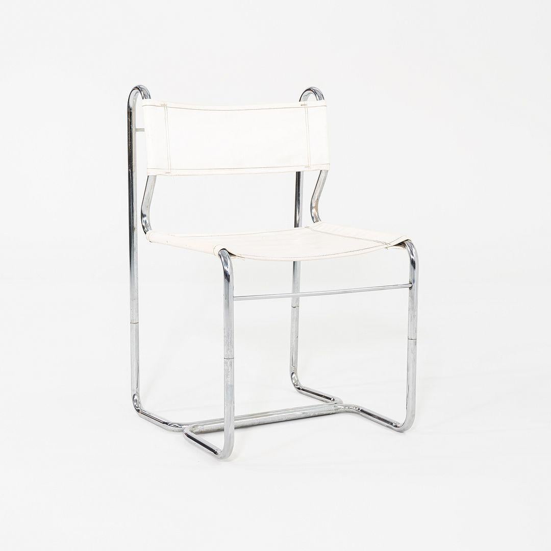 1970 Cosco of Columbus Indiana Chaise de salle à manger en vinyle blanc et chrome en vente 4