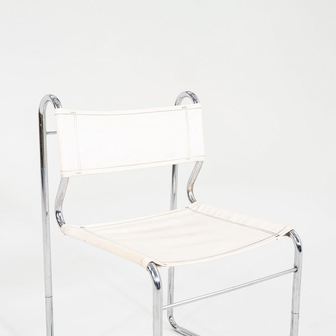 1970 Cosco of Columbus Indiana Chaise de salle à manger en vinyle blanc et chrome en vente 2
