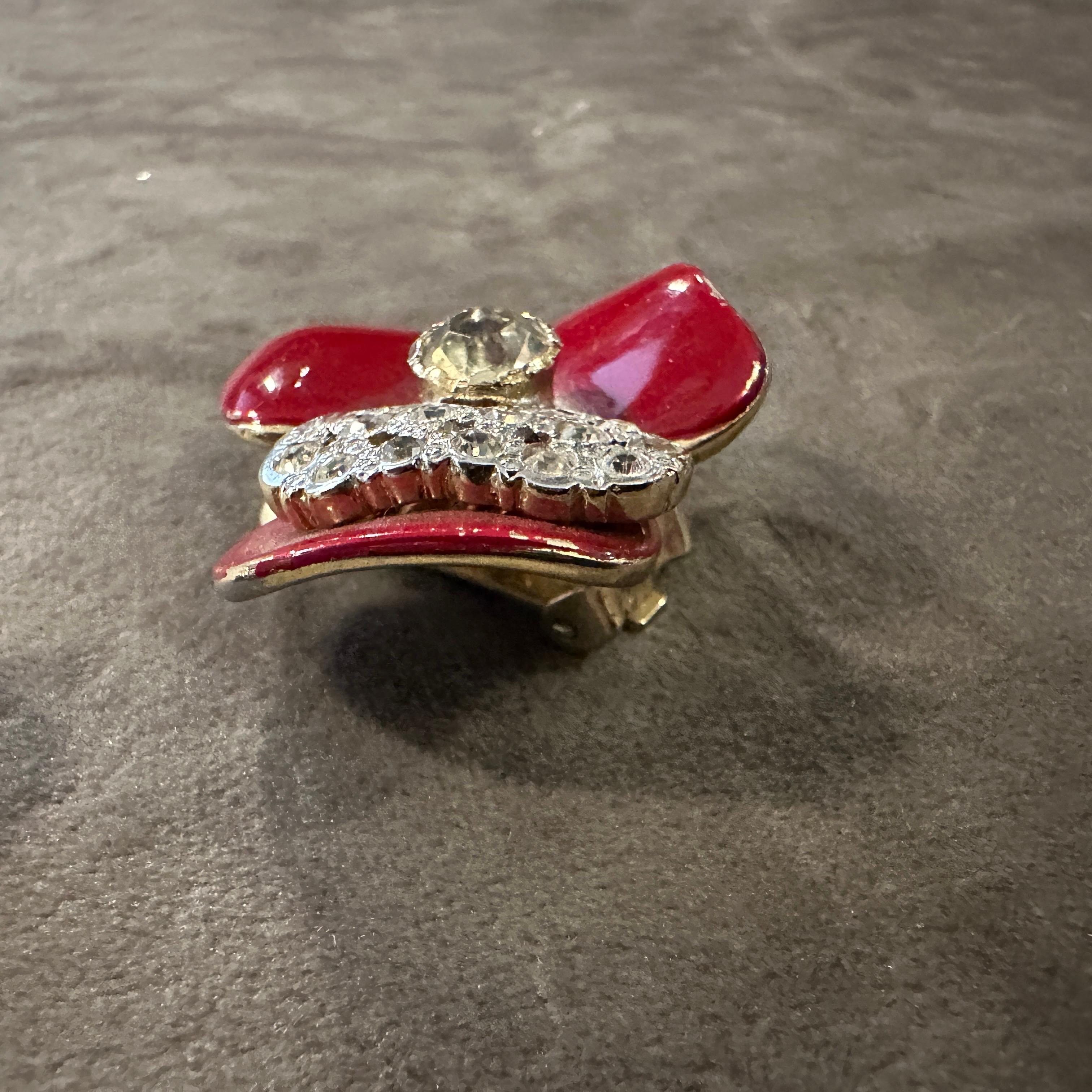 1970s Costume Jewelry Brilliant Red Clip-on Earrings by Valentino For Sale 6
