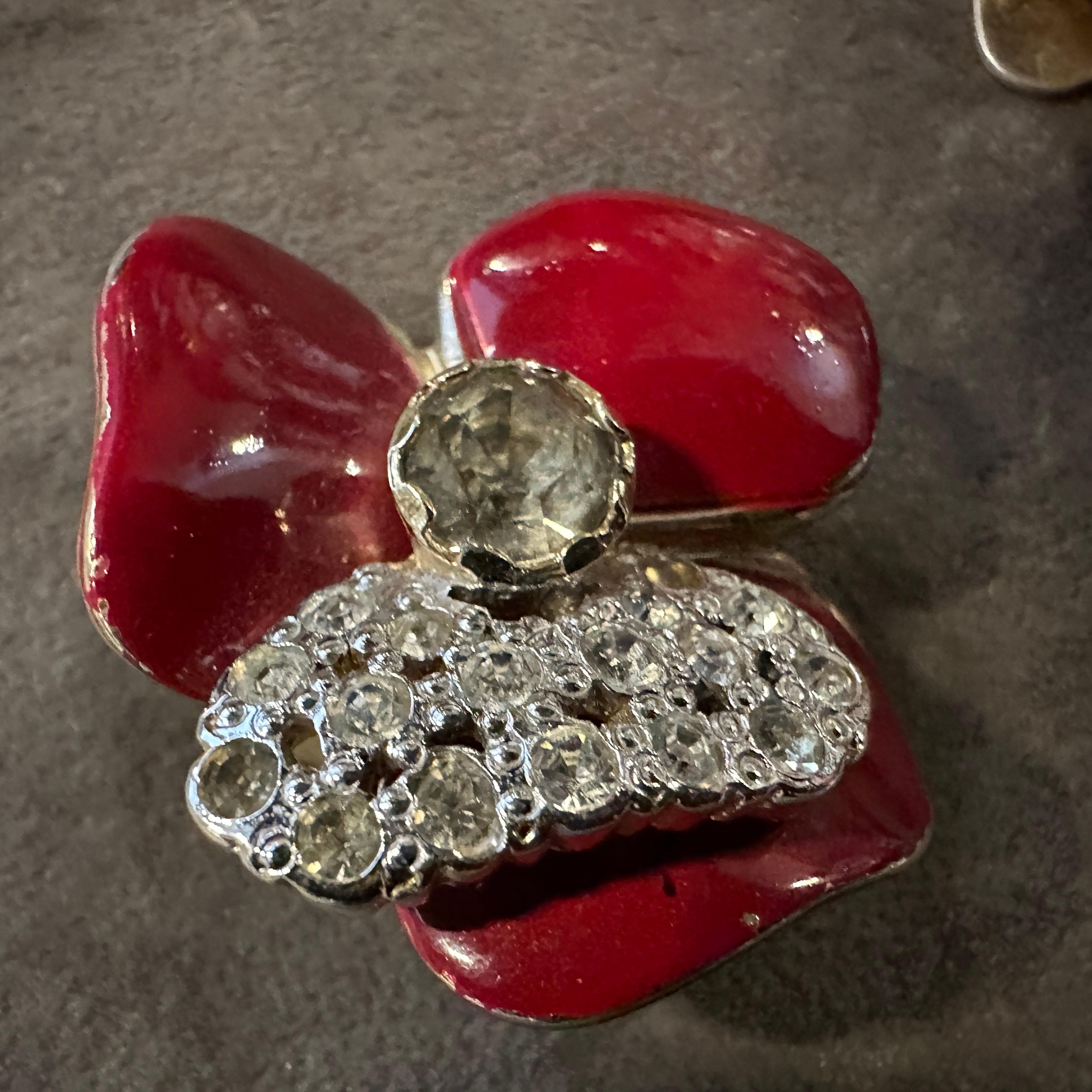 1970s Costume Jewelry Brilliant Red Clip-on Earrings by Valentino For Sale 7