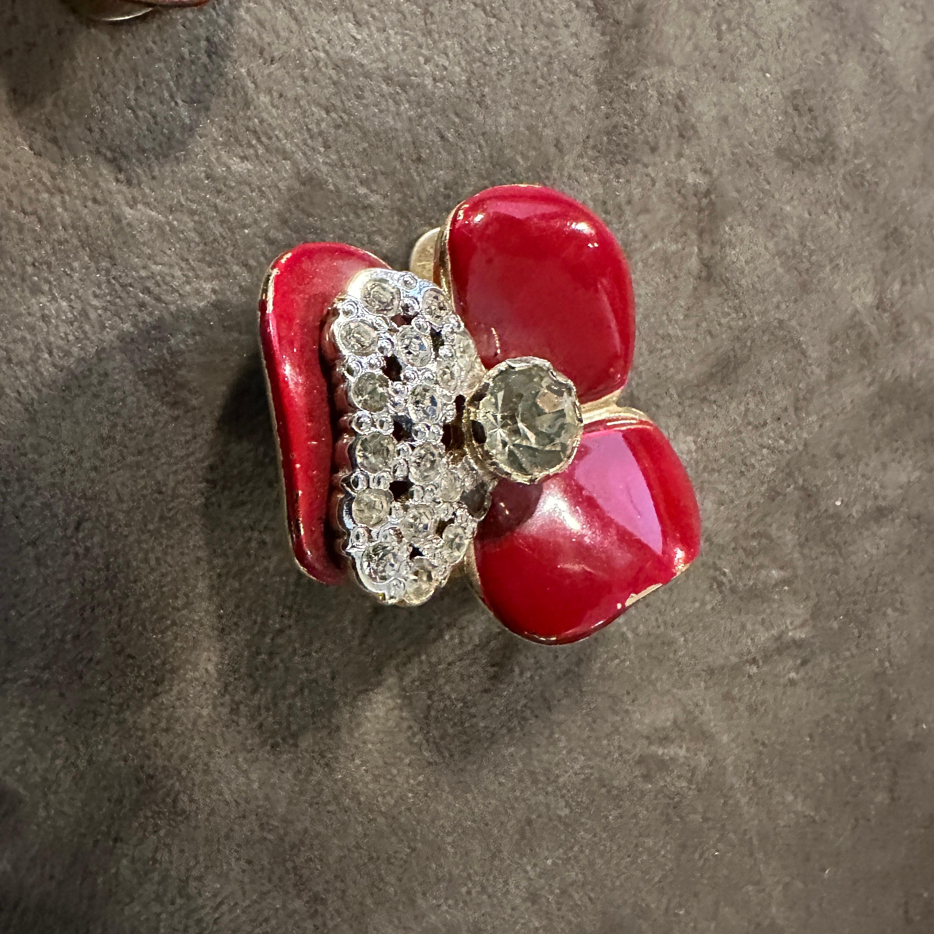 1970s Costume Jewelry Brilliant Red Clip-on Earrings by Valentino For Sale 9