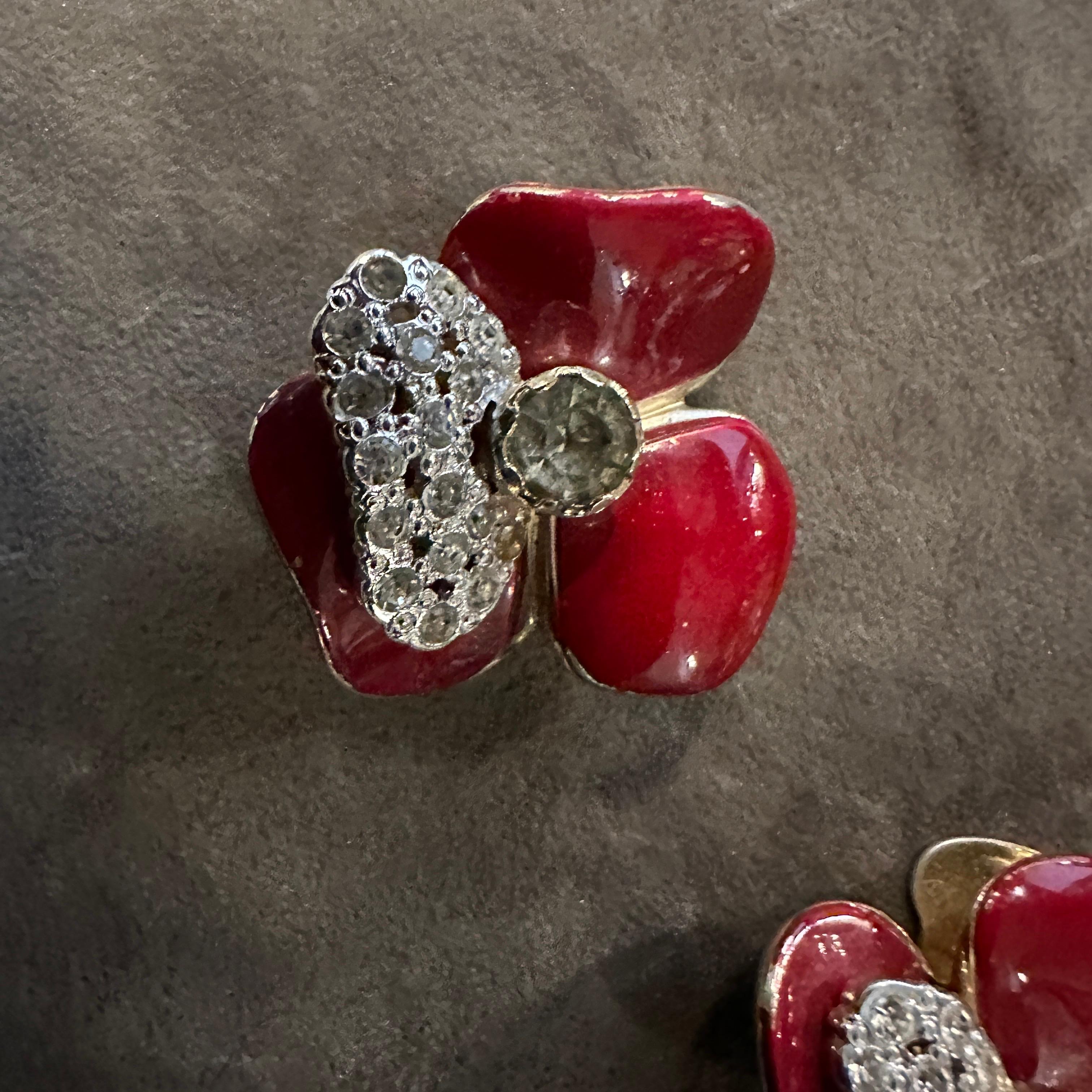 1970s Costume Jewelry Brilliant Red Clip-on Earrings by Valentino For Sale 10