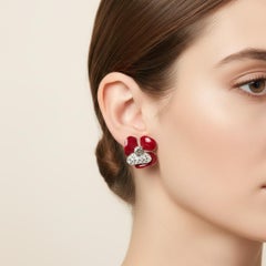 1970s Costume Jewelry Brilliant Red Clip-on Earrings by Valentino