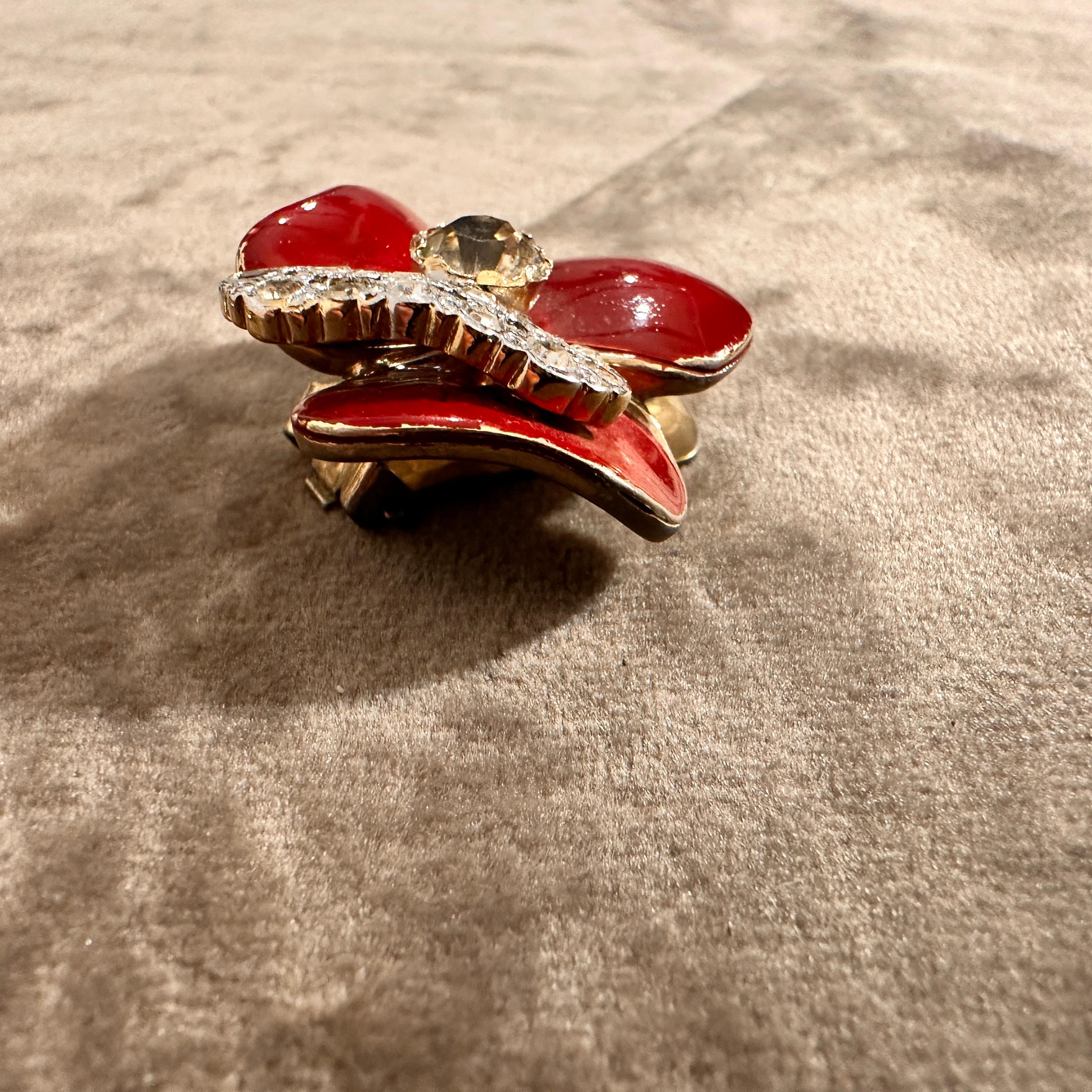1970s Costume Jewelry Brilliant Red Clip-on Earrings by Valentino For Sale 1