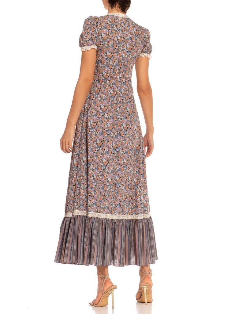 1970S Cotton Blend Boho Maxi Dress For Sale at 1stDibs