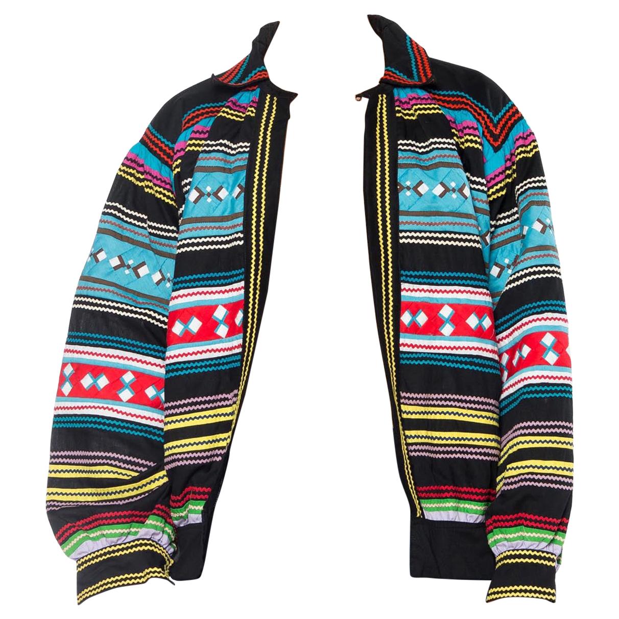 1970S Cotton Boho Native American Seminole Indian Jacket With Ric-Rac For Sale