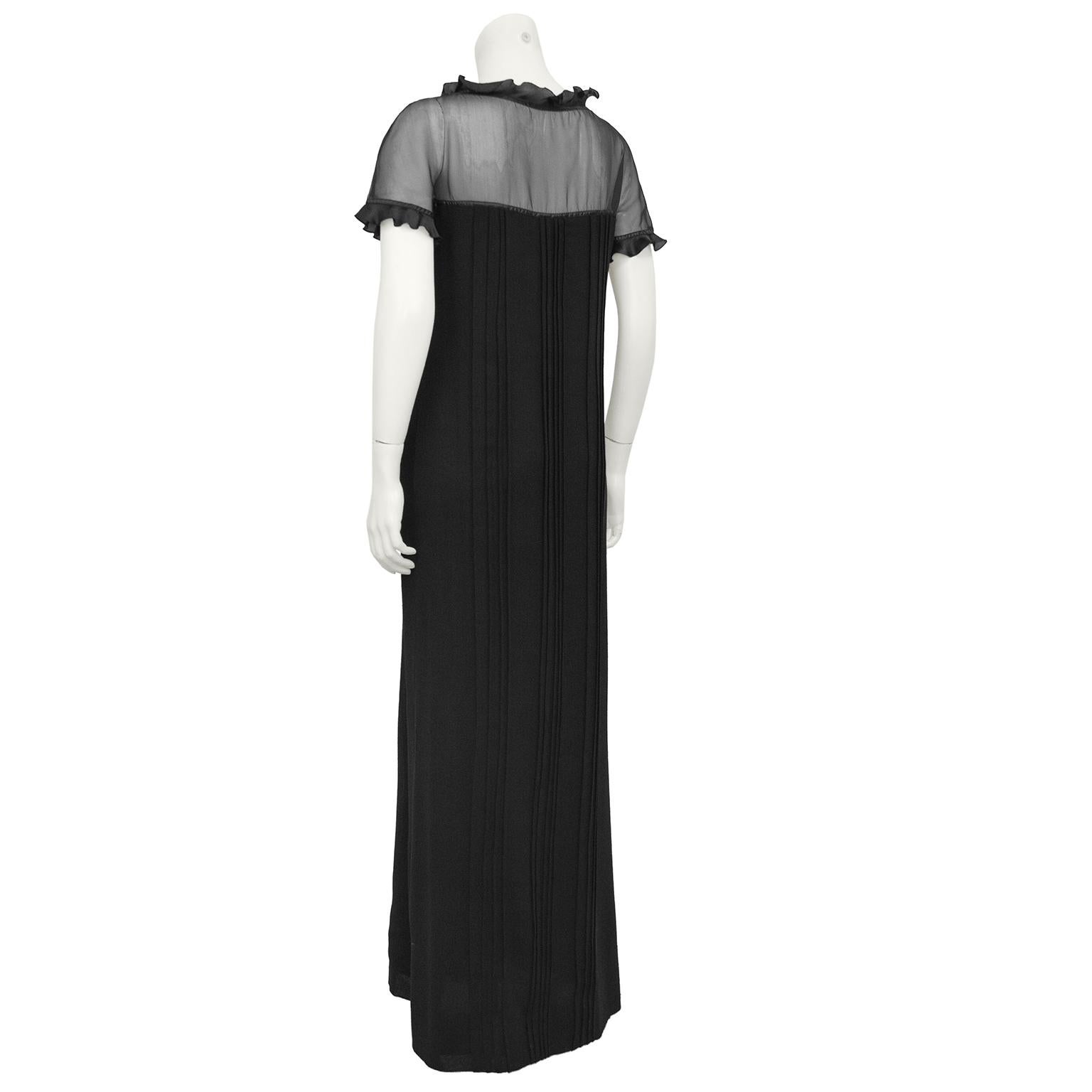 1970s Courreges Black Chiffon and Wool Gown In Good Condition For Sale In Toronto, Ontario