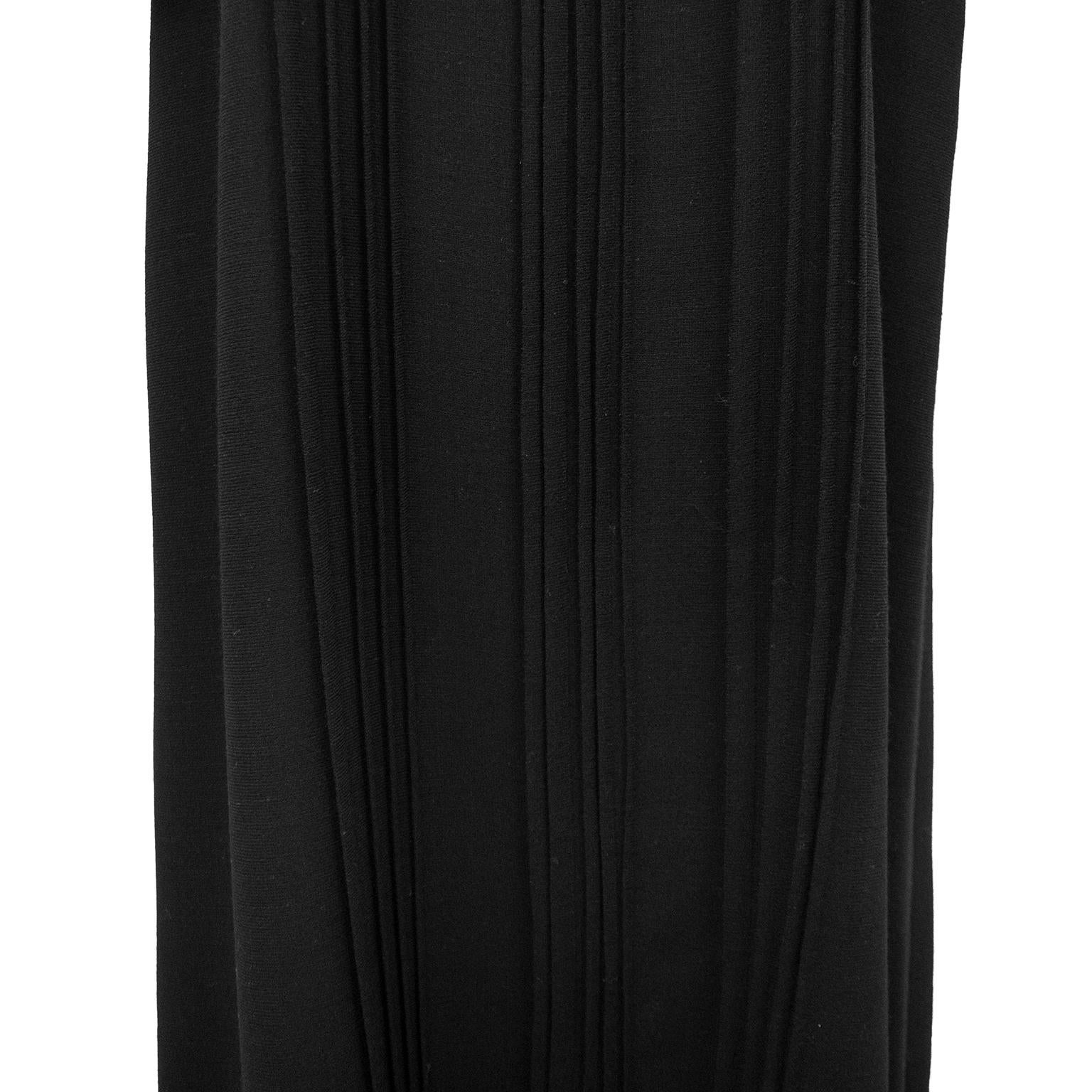 1970s Courreges Black Chiffon and Wool Gown For Sale 2