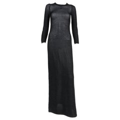 Vintage 1970s Courreges Black Lurex Knitted Maxi Long Dress