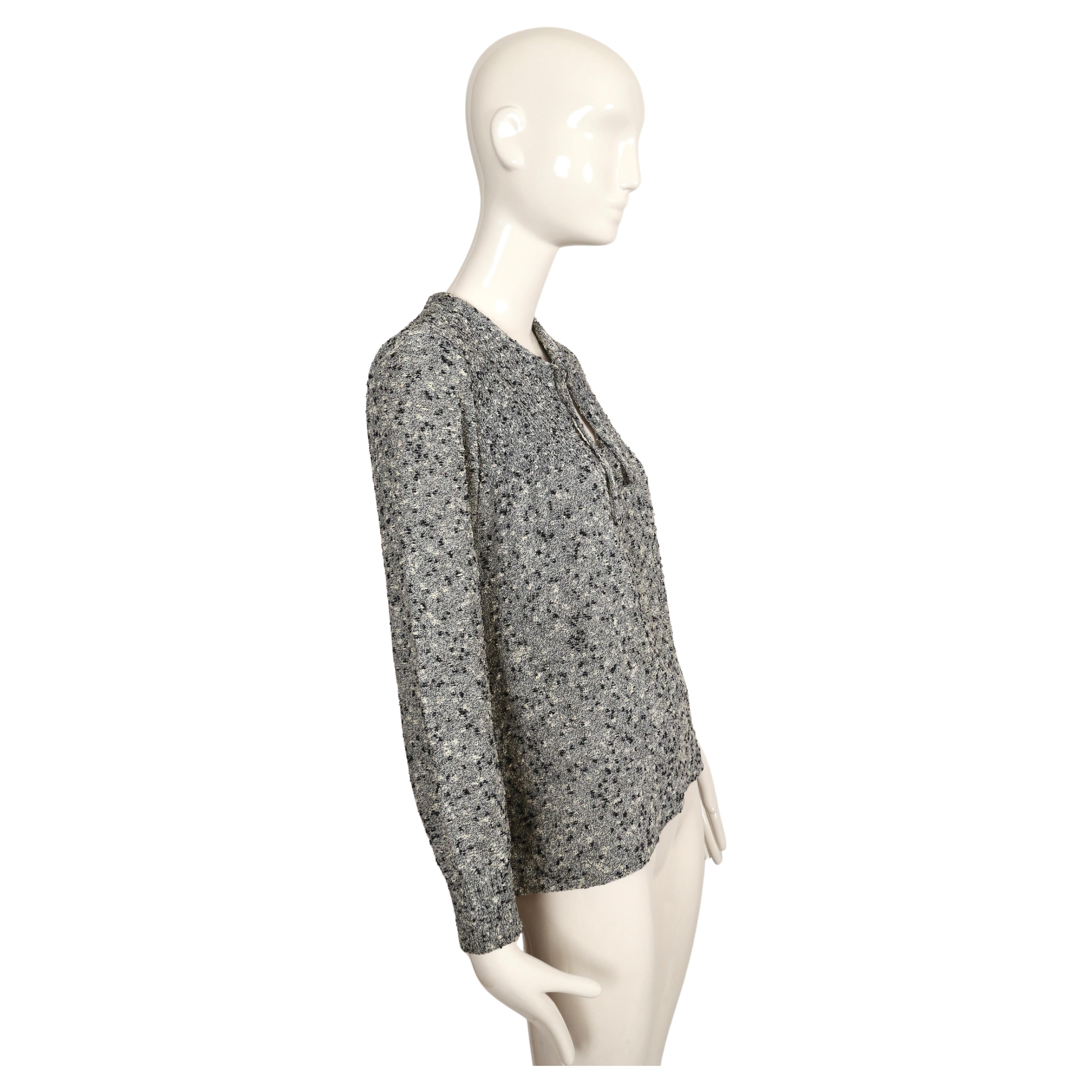 Gray 1970's COURREGES boucle knit sweater top For Sale