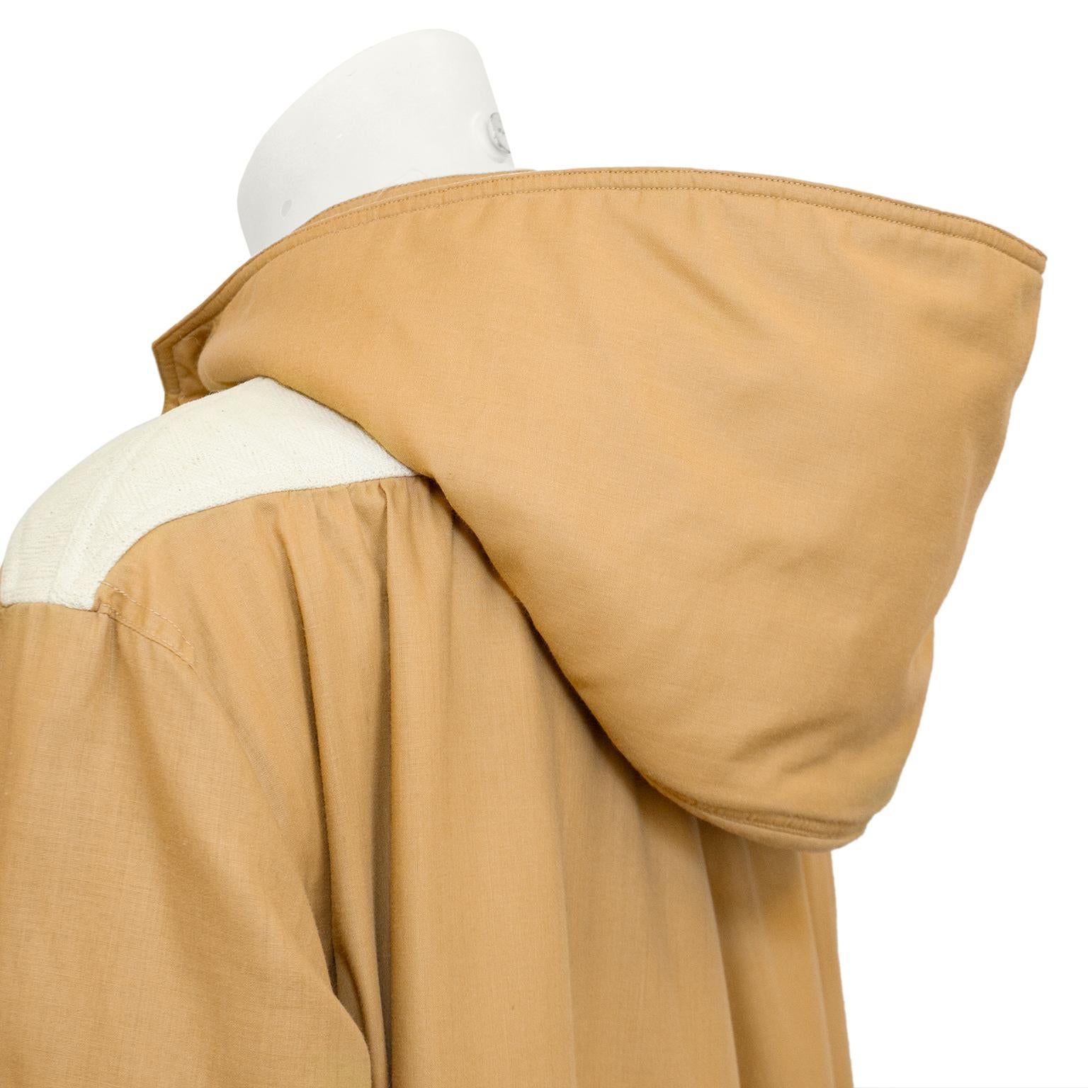 1970s Courreges Camel Car Coat with Hood  For Sale 1