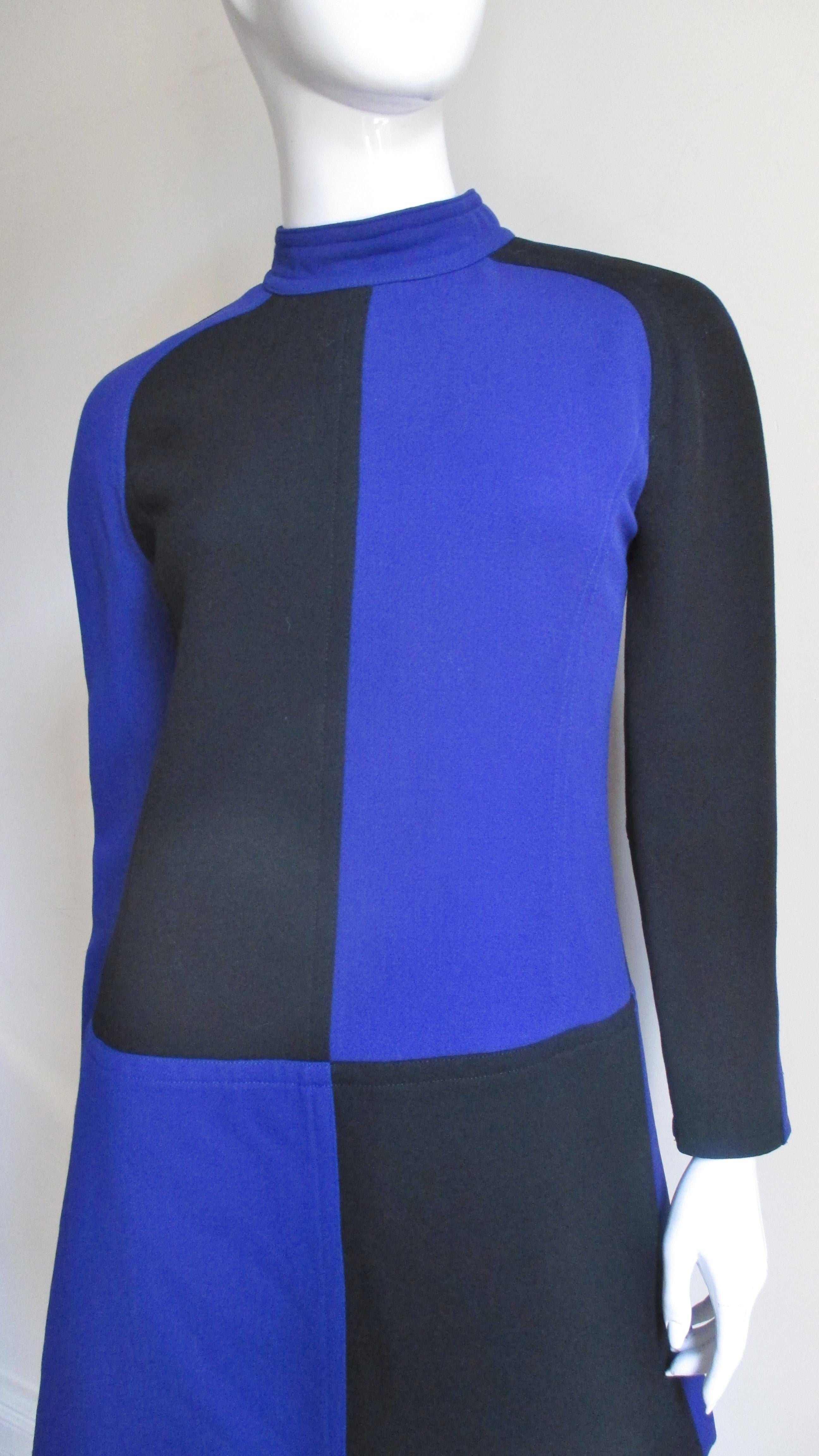 Blue Courreges 1960s Color Block Dress For Sale