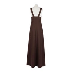 1970s Courrèges Couture Future “Space Age” Brown Wool Trapeze Maxi Dress