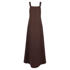 1970s Courrèges Couture Future "Space AGE" Brown Wool Trapeze Maxi Dress