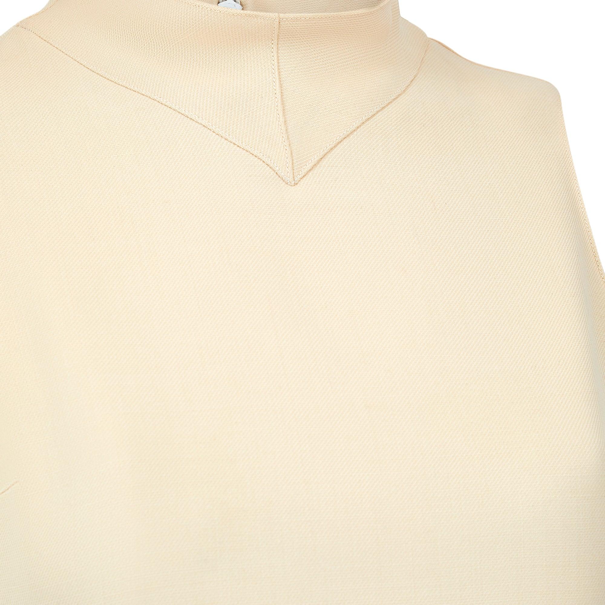 1970s Courreges Cream Wool Sleeveless Dress For Sale 1