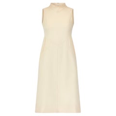 1970s Courreges Cream Wool Sleeveless Dress