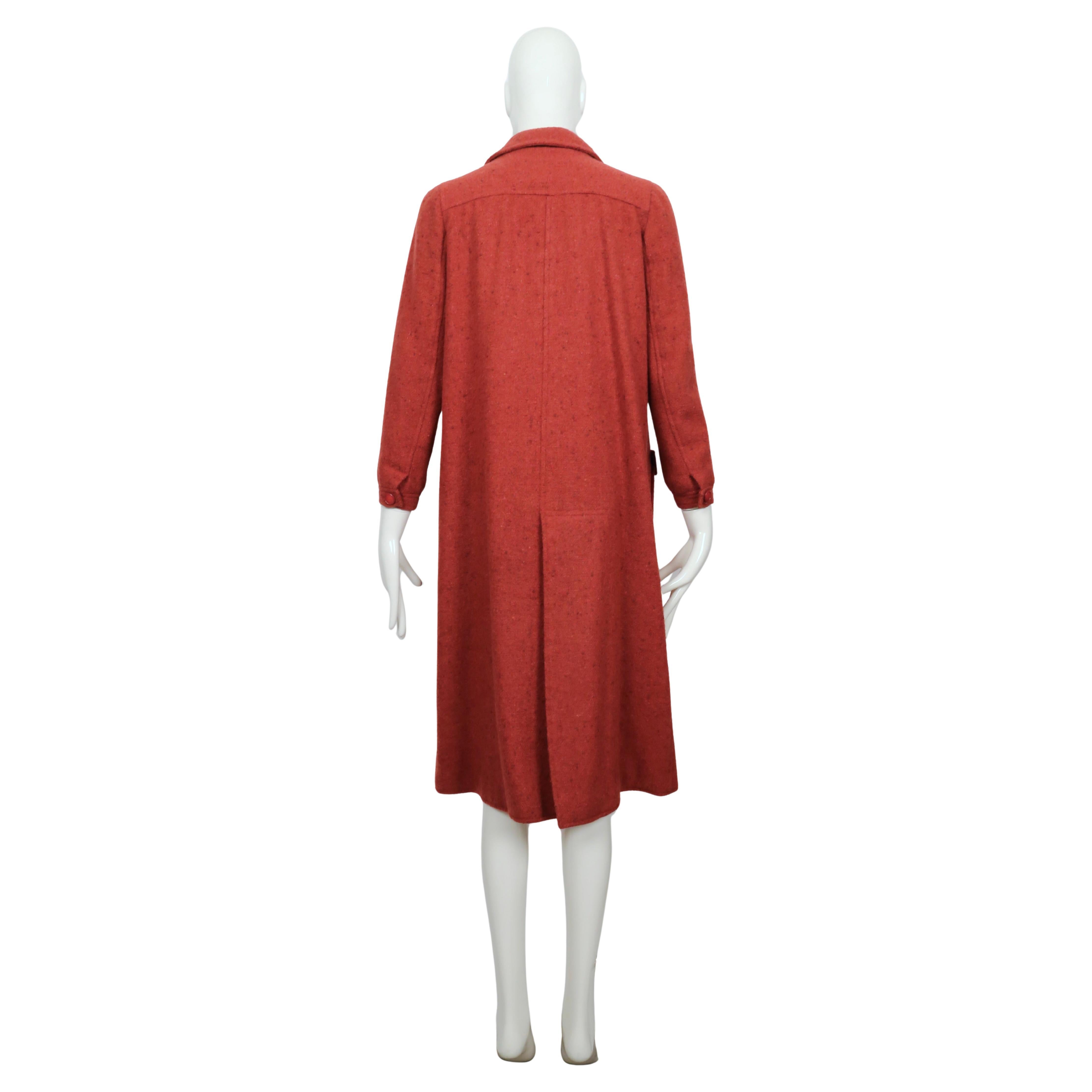 1970's COURREGES raspberry tweed wool coat in vendita 5