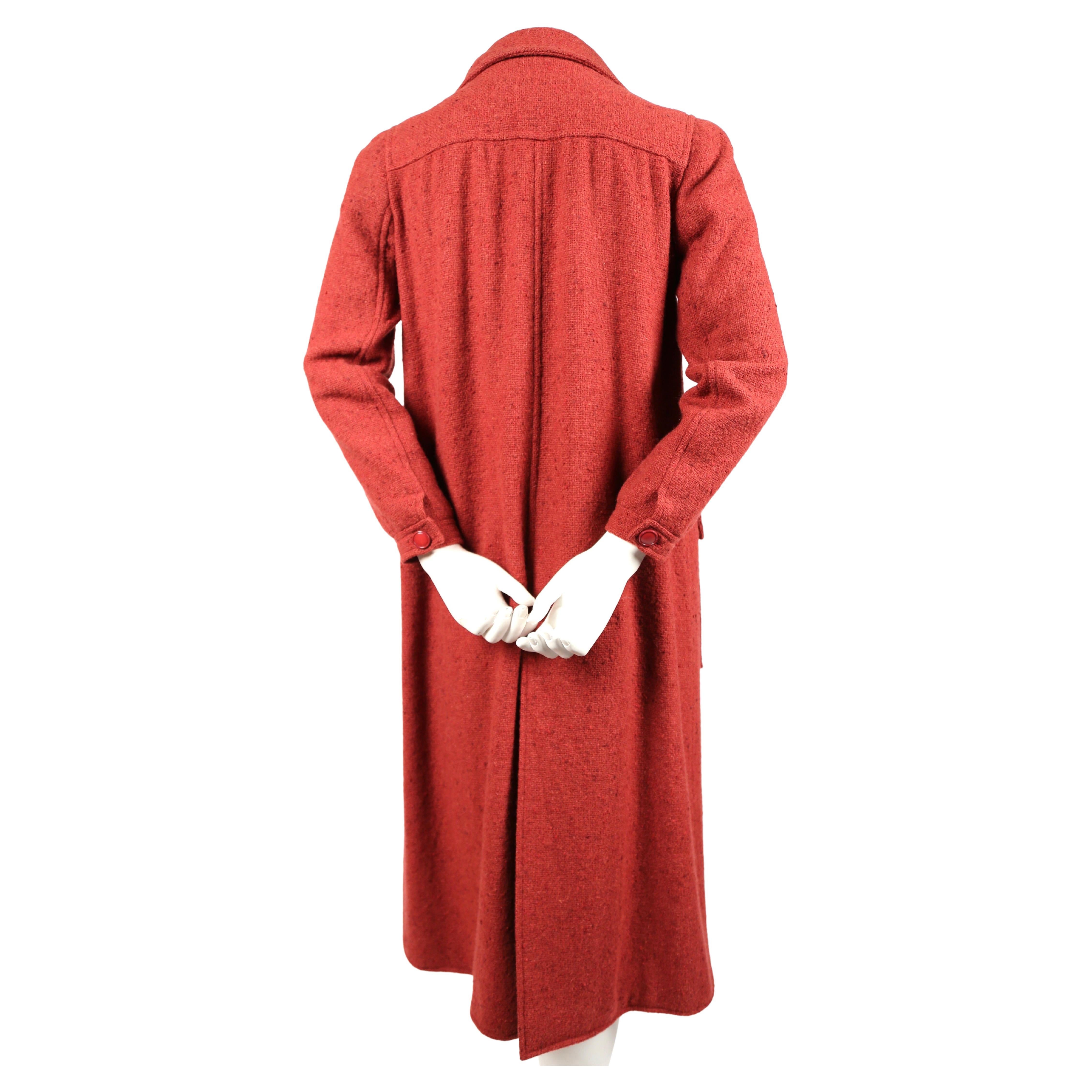 Women's or Men's 1970's COURREGES raspberry tweed wool coat For Sale