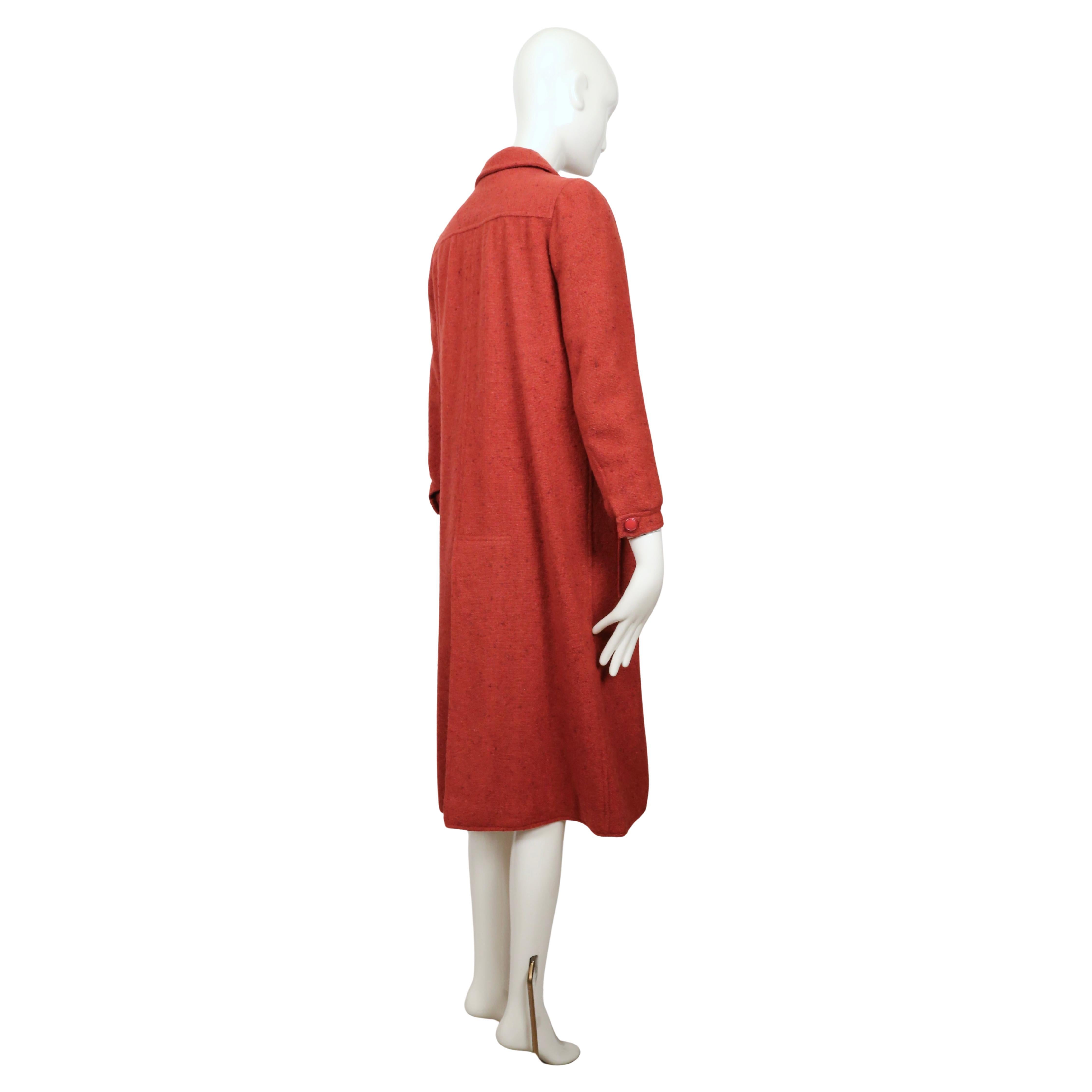 1970's COURREGES raspberry tweed wool coat in vendita 1