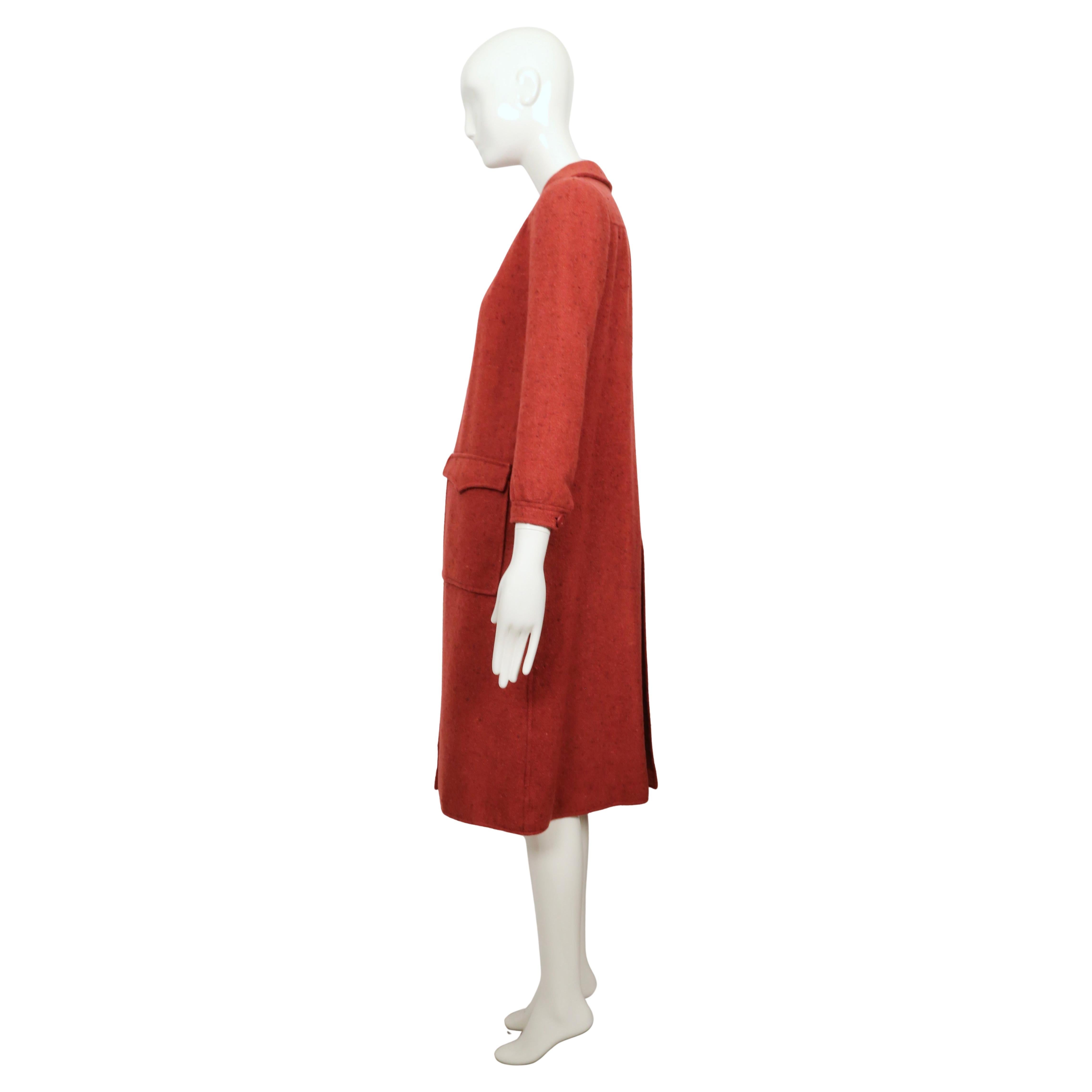 1970's COURREGES raspberry tweed wool coat in vendita 3
