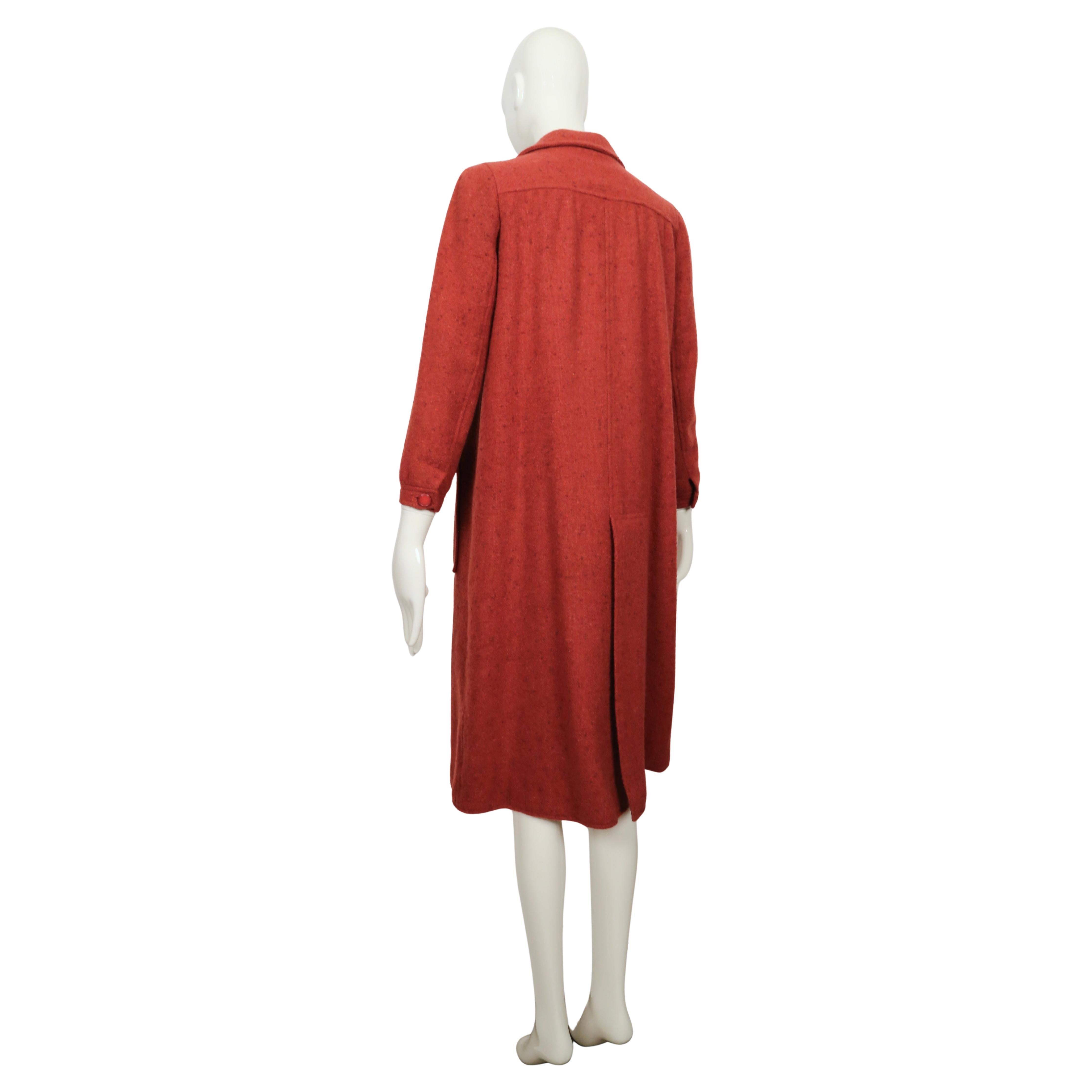 1970's COURREGES raspberry tweed wool coat in vendita 4