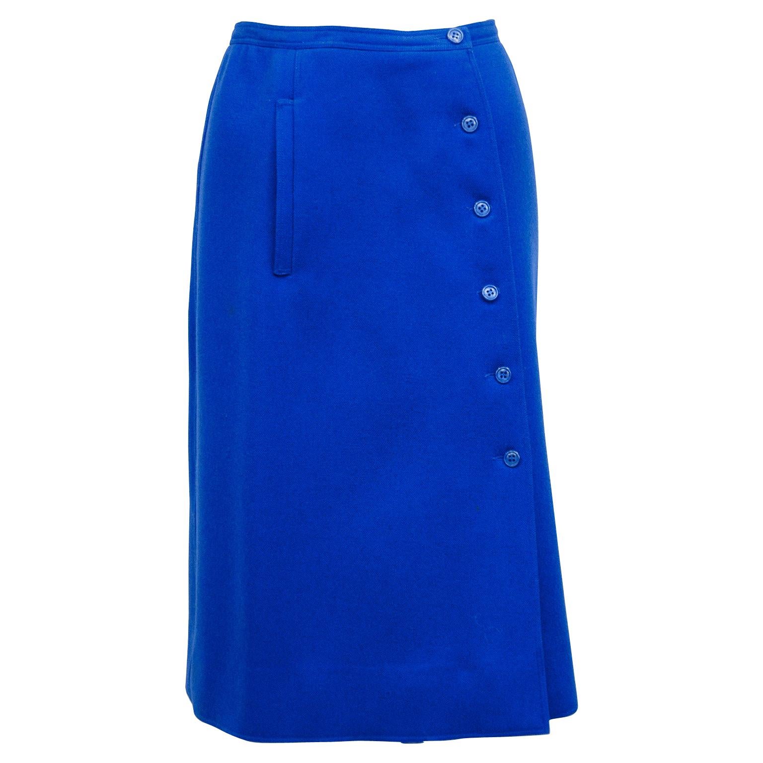 1970s Courreges Royal Blue Aline Skirt 