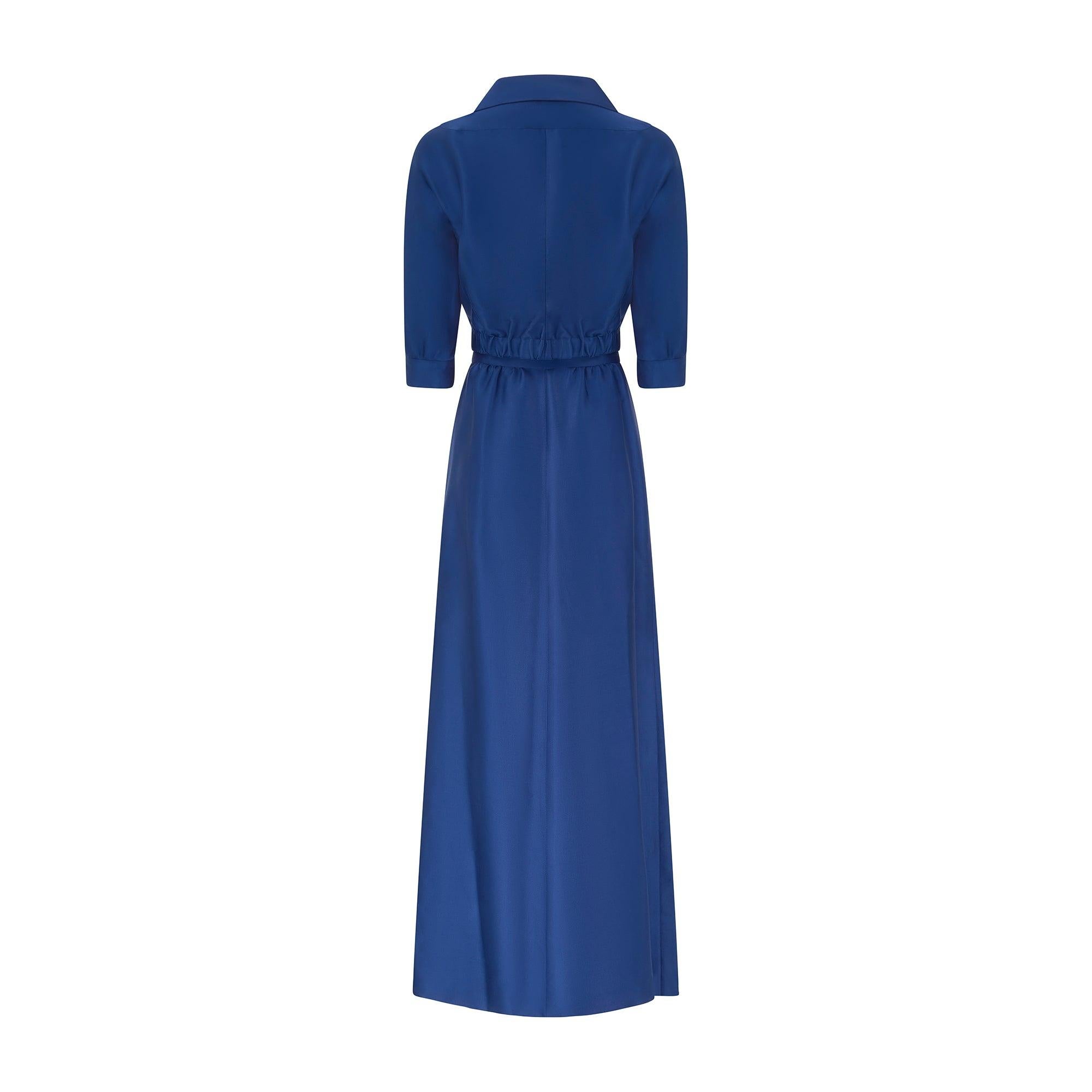 1970s Courreges Royal Blue Cotton Maxi Skirt and Cropped Jacket In Excellent Condition For Sale In London, GB