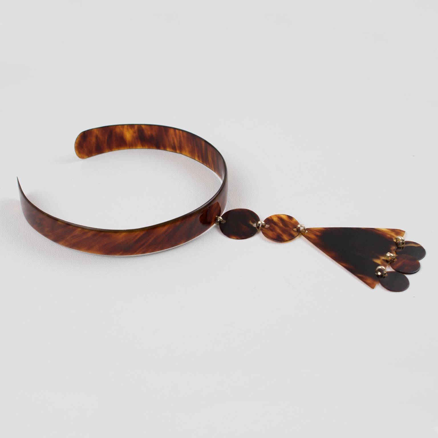 Women's or Men's 1970s Courreges Style Tortoiseshell Celluloid Collar Necklace