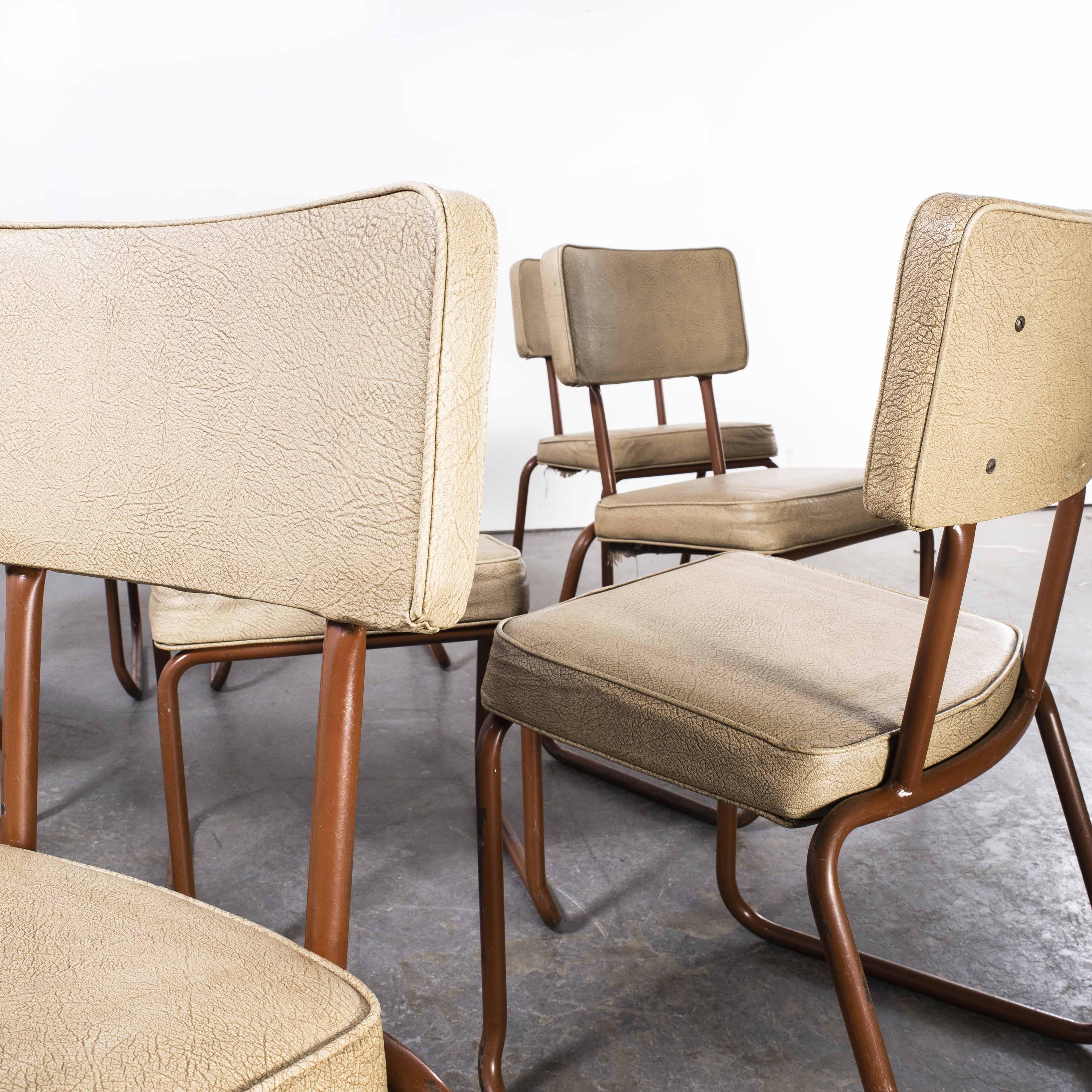 Late 20th Century 1970's COX Tubular Metal Upholstered Dining Chairs Set of Nine