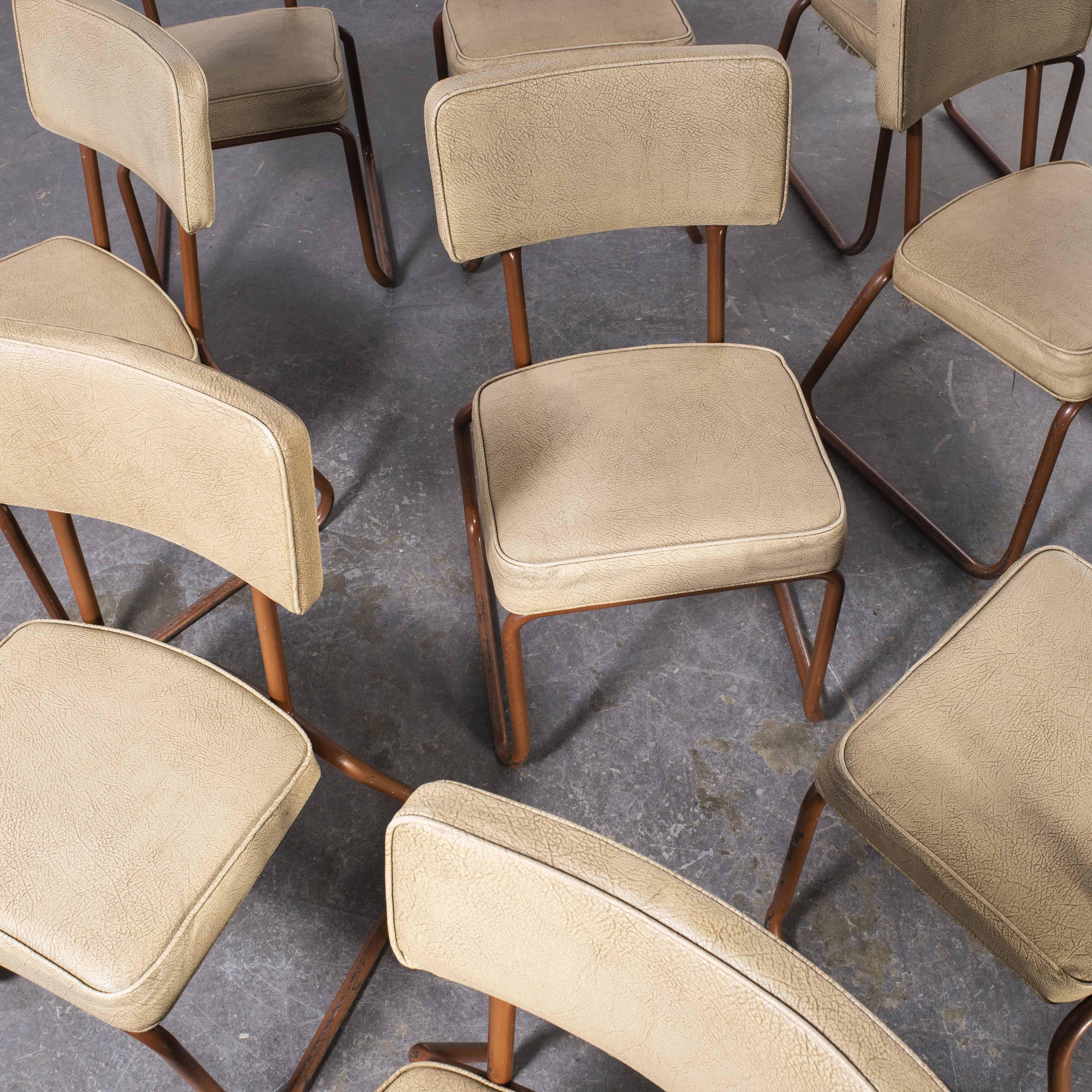 1970's COX Tubular Metal Upholstered Dining Chairs Set of Nine 2
