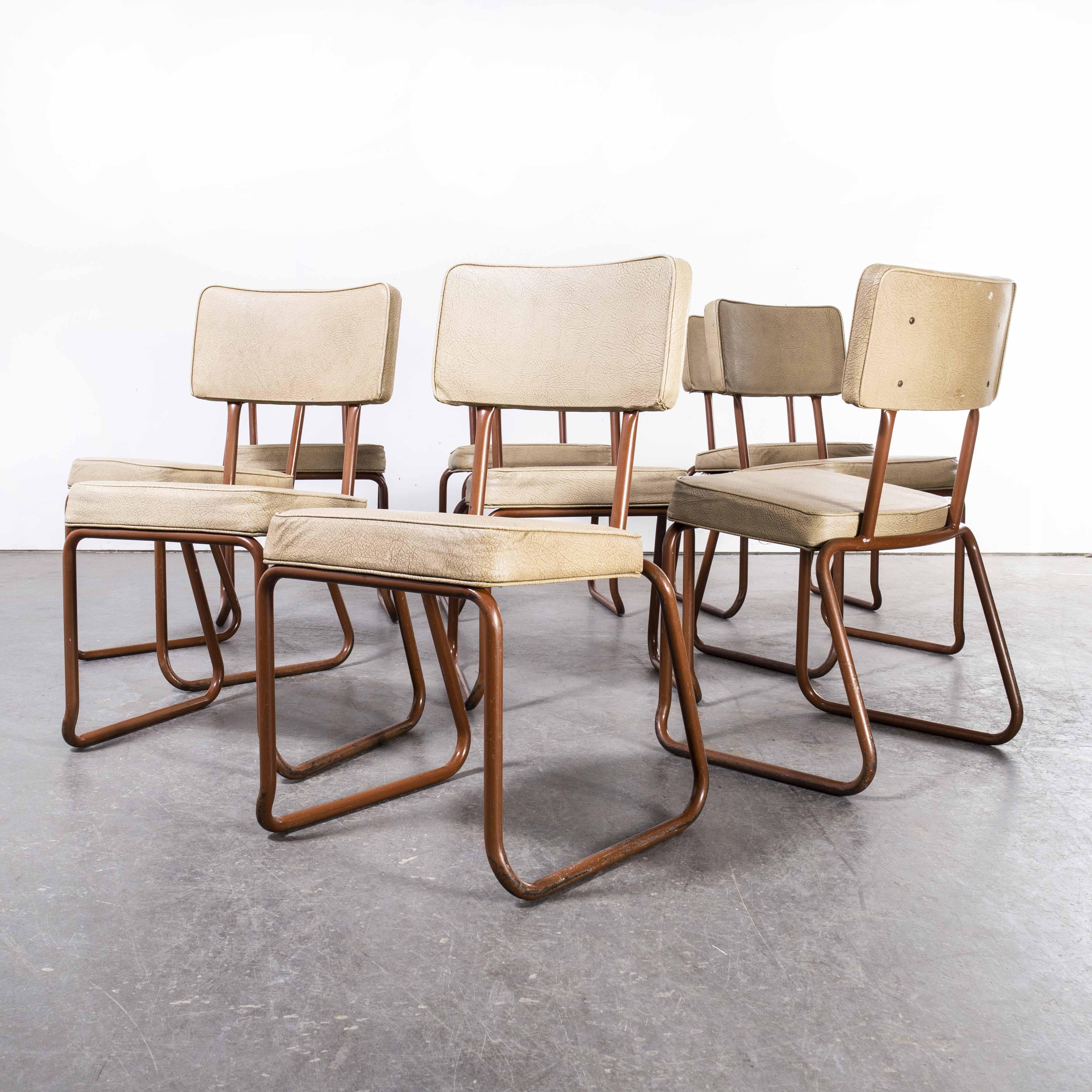1970's COX Tubular Metal Upholstered Dining Chairs Set of Nine 4
